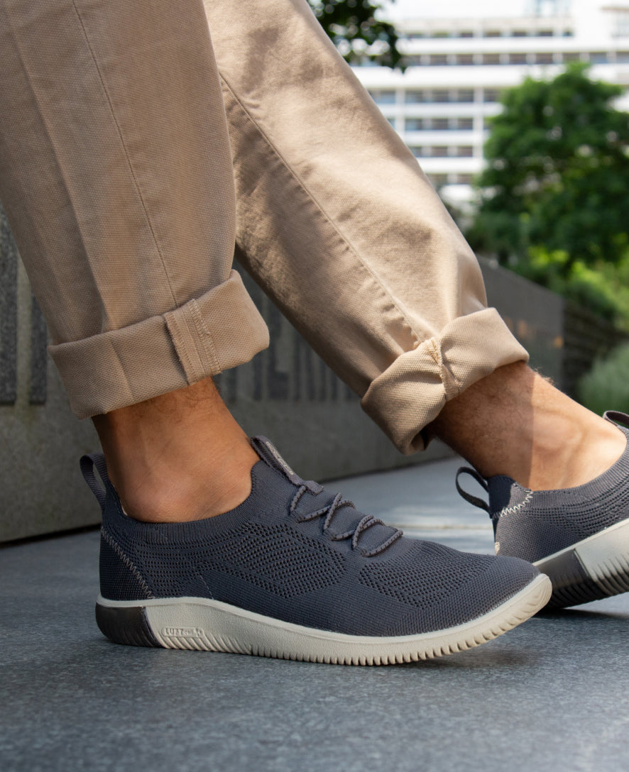 KNX Men's Knit Sneakers - Breathable Lightweight Walking Shoes for Men | Black/Magnet Color | Perfect for Running, Gym Workouts & Casual Wear