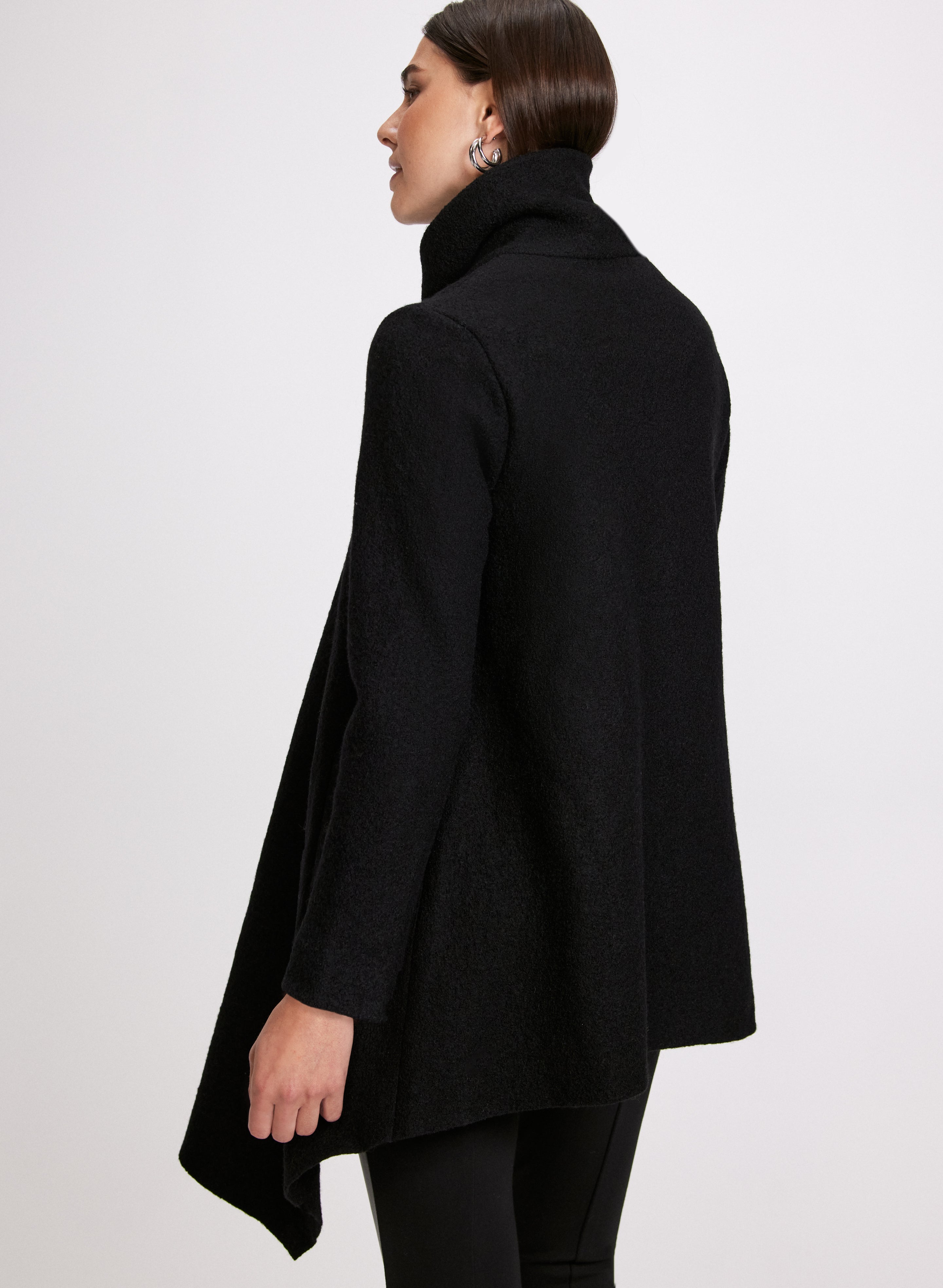 Women's Warm Cowl Neck Wool Coat - Winter Fashion Outerwear for Casual & Office Wear