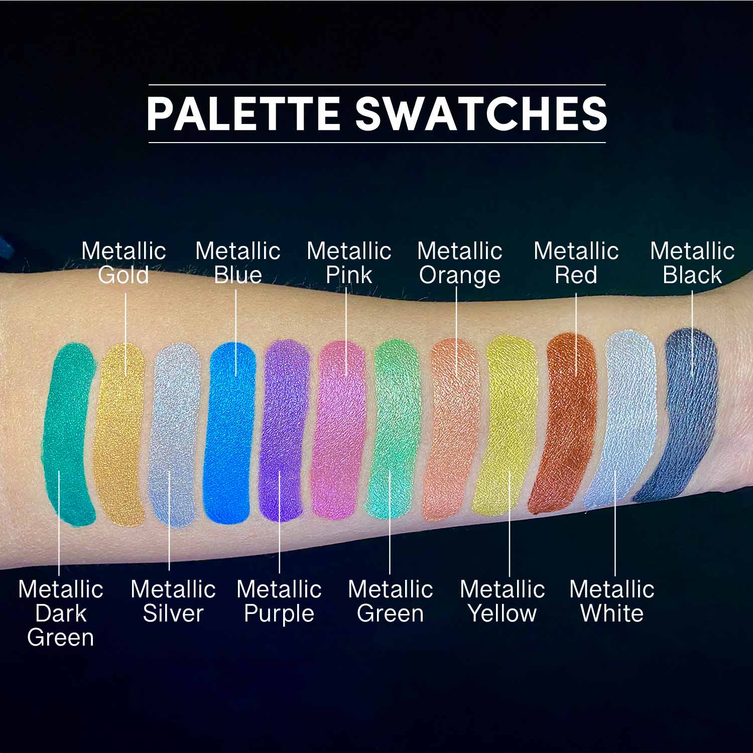 12-Color Metallic Water Activated Face & Body Paint Palette - Perfect for Halloween, Cosplay, Face Painting & Artistic Designs