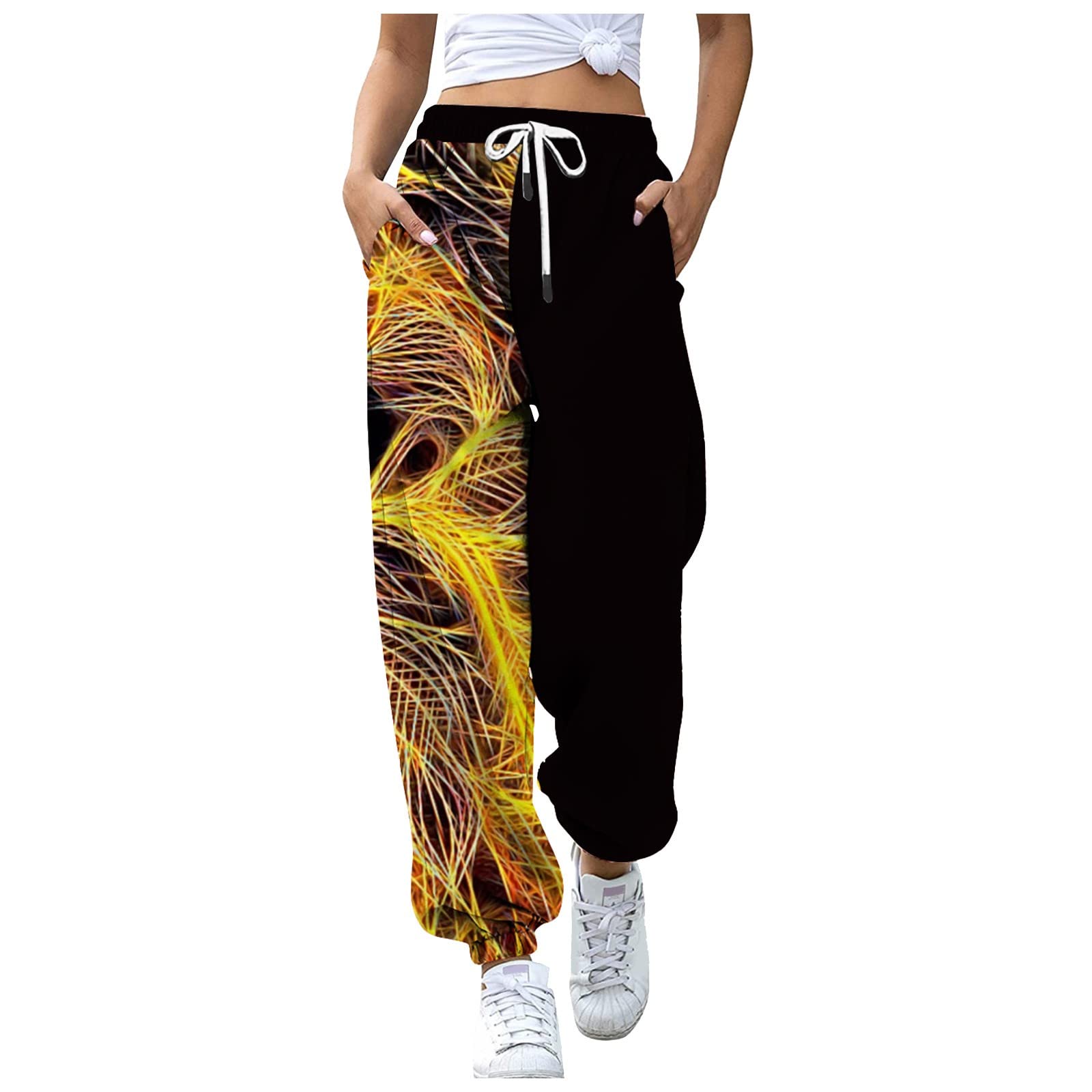 Women's Summer Printed Pencil Pants - Stretch Elastic Waist Fashion Trousers for Office, Casual & Business Wear