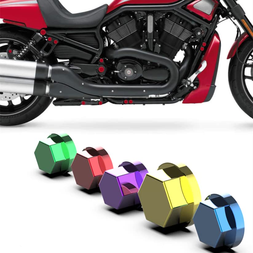 Qiilu 30Pcs Motorcycle Screw Nuts & Bolt Covers - Bike Decoration for Harley, Honda, Yamaha