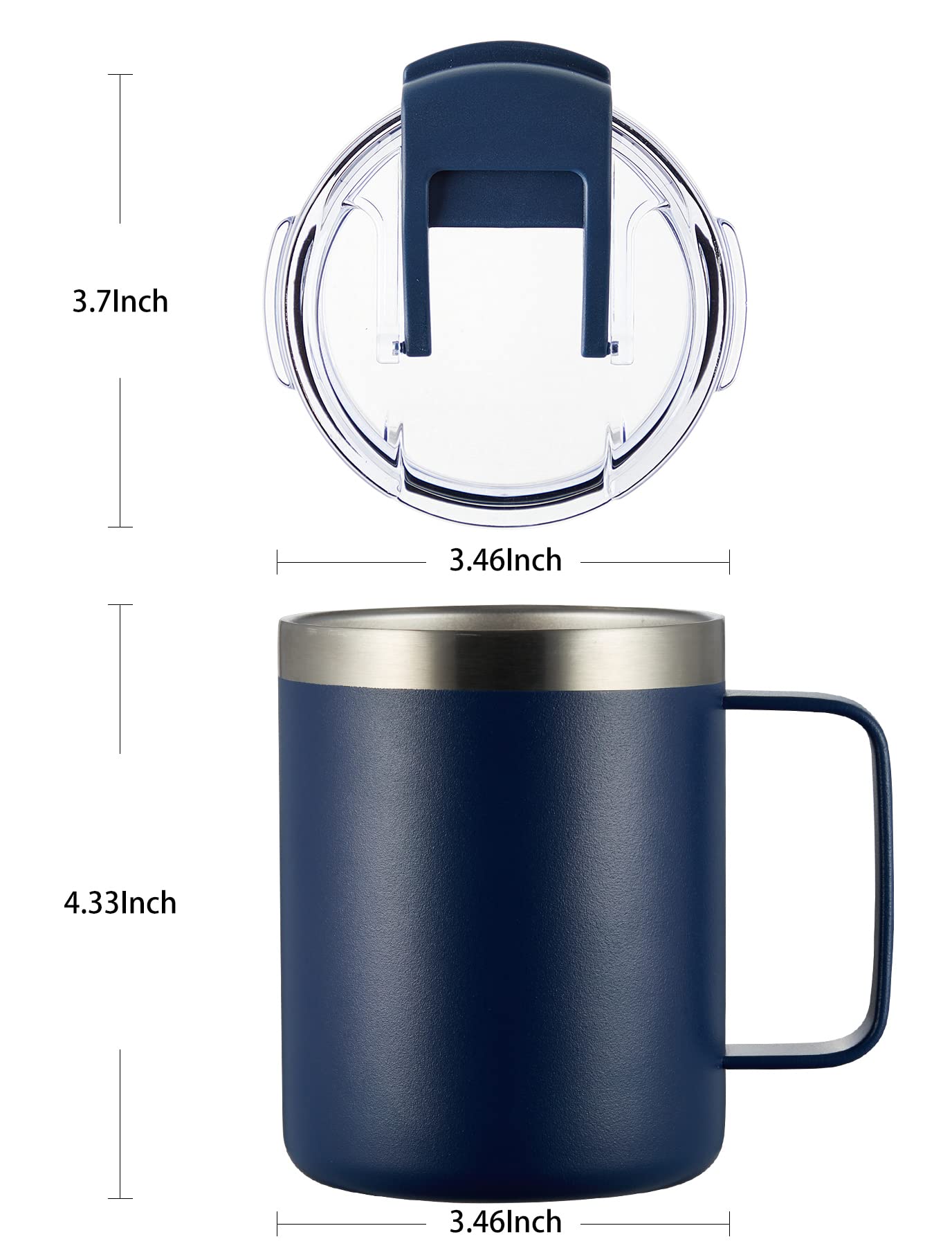 ALOUFEA 12oz Insulated Stainless Steel Travel Coffee Mug with Flip Lid & Handle - Double Wall Vacuum Thermos for Hot & Cold Drinks - Perfect for Office, Commuting, Camping & Outdoor Activities