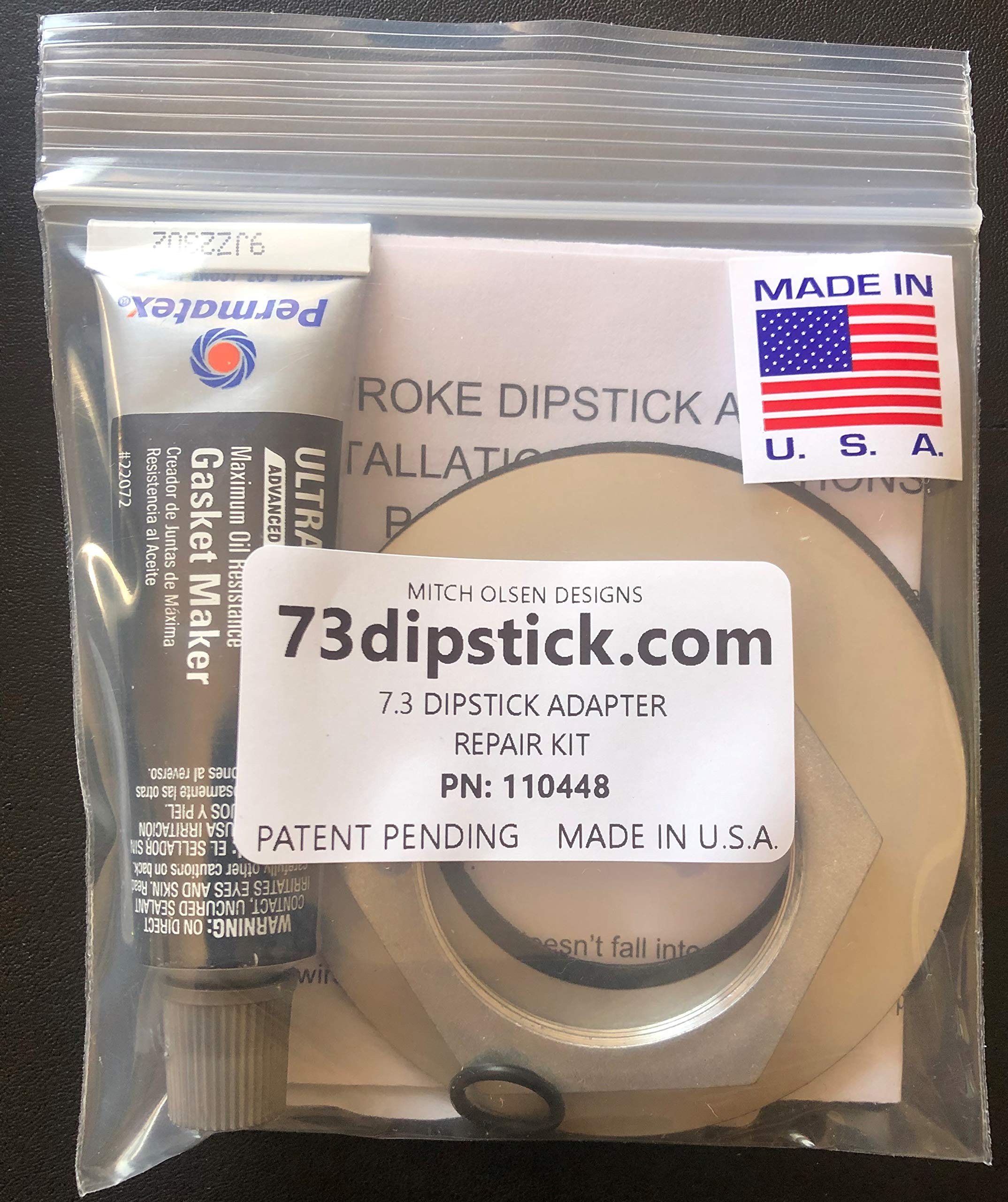 7.3 Dipstick Adapter Repair Kit - Compatible with Ford Powerstroke 7.3L Diesel Engines (1994-2003) - Easy DIY Installation for Oil Leak Fixes - Perfect for Truck Maintenance & Engine Repairs