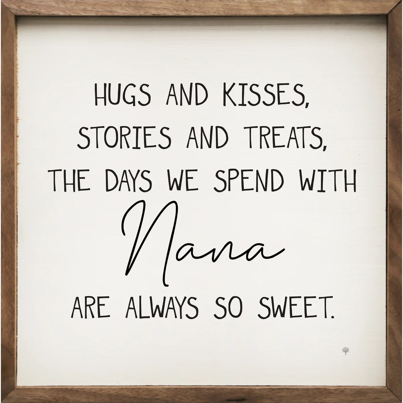 Hugs And Kisses Nana Wood Framed Print - Heartwarming Wall Art for Living Room, Bedroom & Nursery Decor - Perfect Gift for Grandparents Day, Mother's Day & Family Home Decor