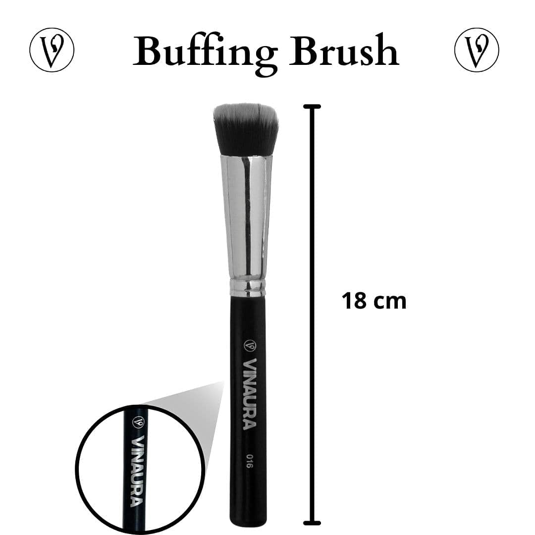 VINAURA Pro Buffing Brush - Dual Fiber Foundation & Blending Brush for Flawless Makeup Application - Perfect for Powder, Contour, Blush & Liquid Foundation - Ideal for Professional & Everyday Makeup
