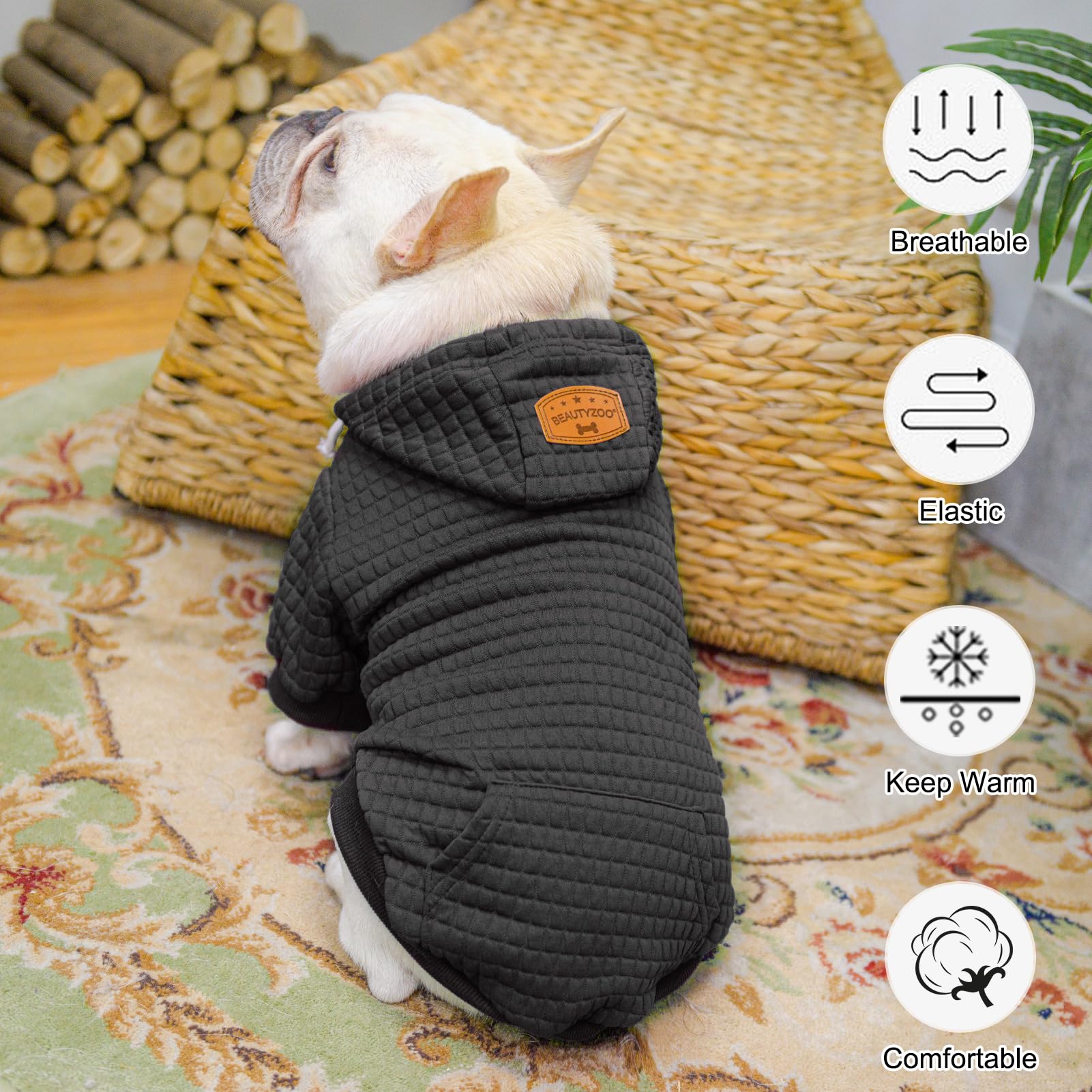 BEAUTYZOO Warm Dog Hoodie for Small, Medium & Large Dogs - Cozy Winter & Fall Dog Sweater with Pocket for Puppies, Bulldogs, Pitbulls & Cats - Perfect for Outdoor Walks & Indoor Comfort