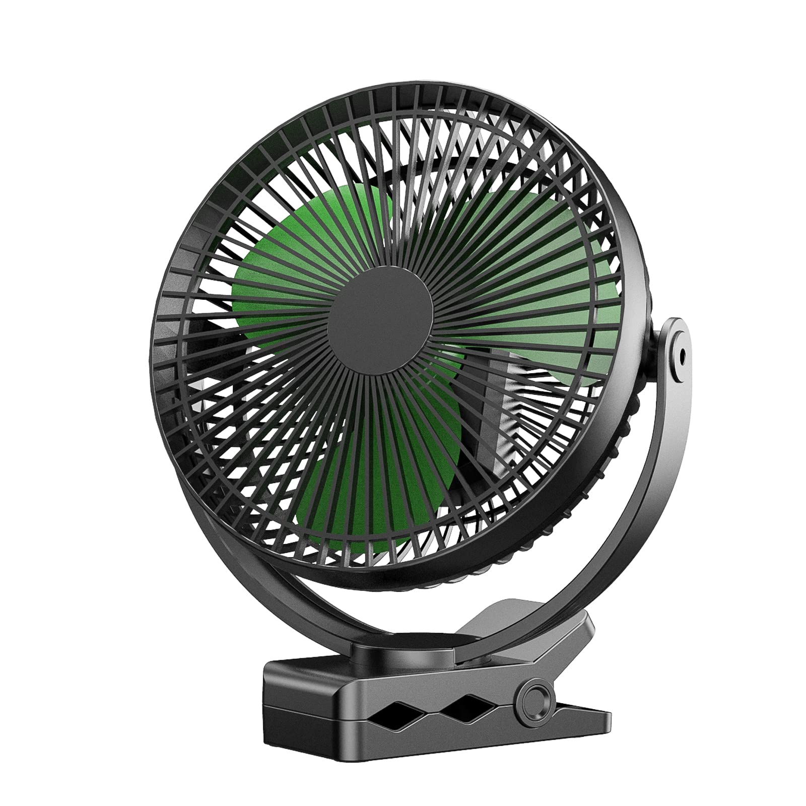 Rechargeable 8-Inch Clip on Fan with 10000mAh Battery - 4 Speed Adjustable & 360° Rotation Portable Desk Fan for Golf Cart, Bedroom, Office, Travel, Camping & Outdoor Activities (Green)