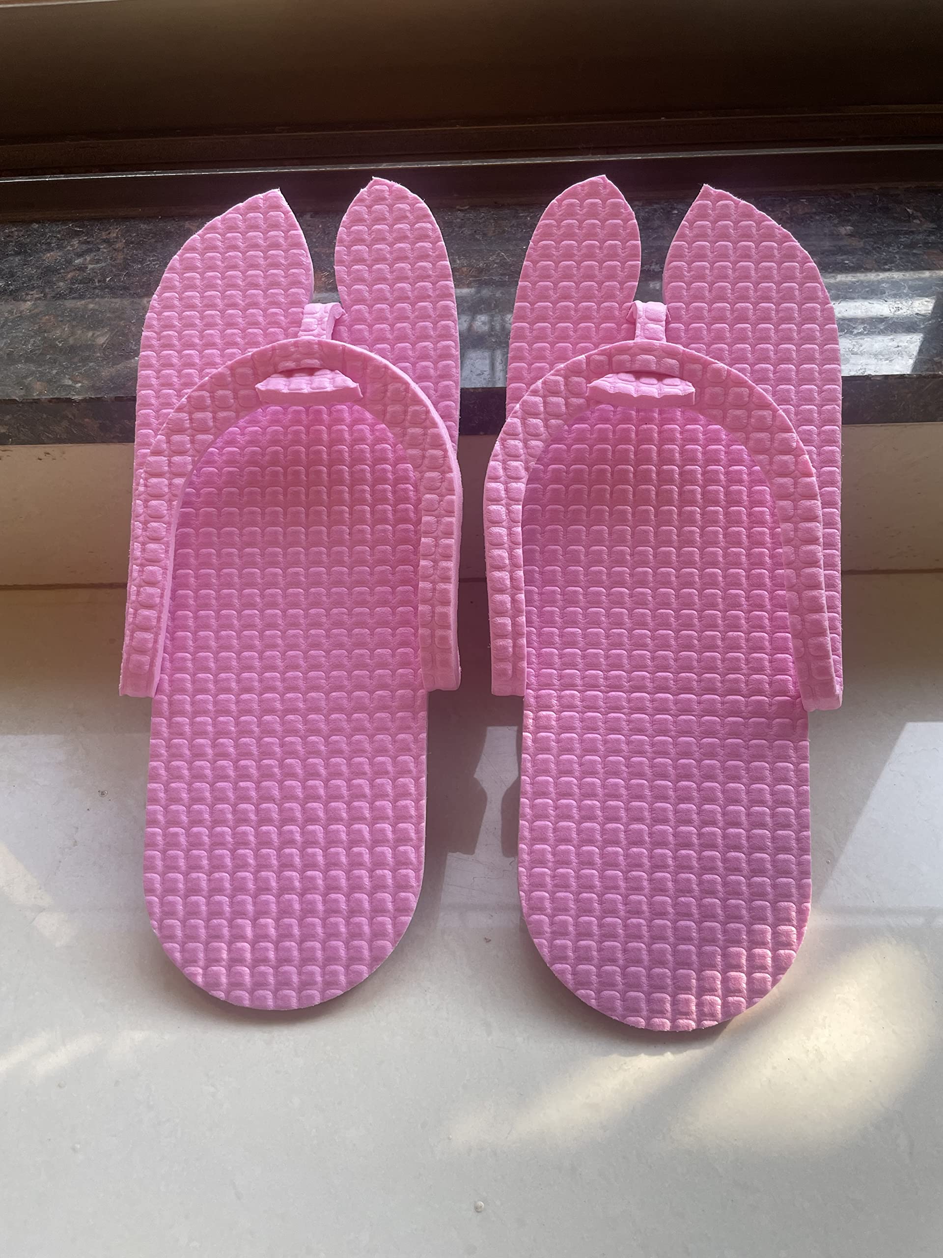 Chitra Artworks Unisex Comfort Disposable Slippers - Free Size (Pack of 12, Pink) | Soft Hotel Slippers for Spa, Travel & Home Use