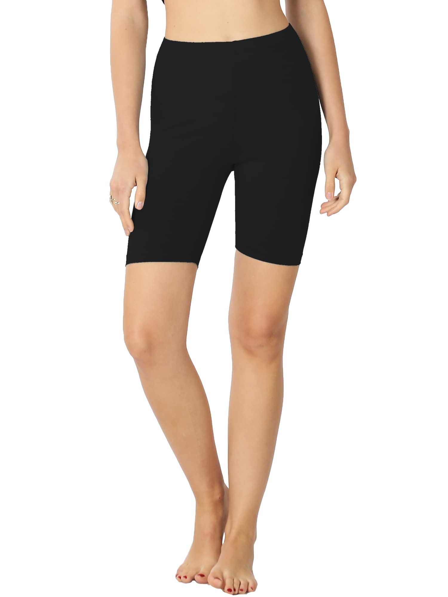Emma Women's Essential Active Daily Cotton Mid Rise Biker Shorts - Comfortable Workout & Lounge Wear for Yoga, Running, Gym