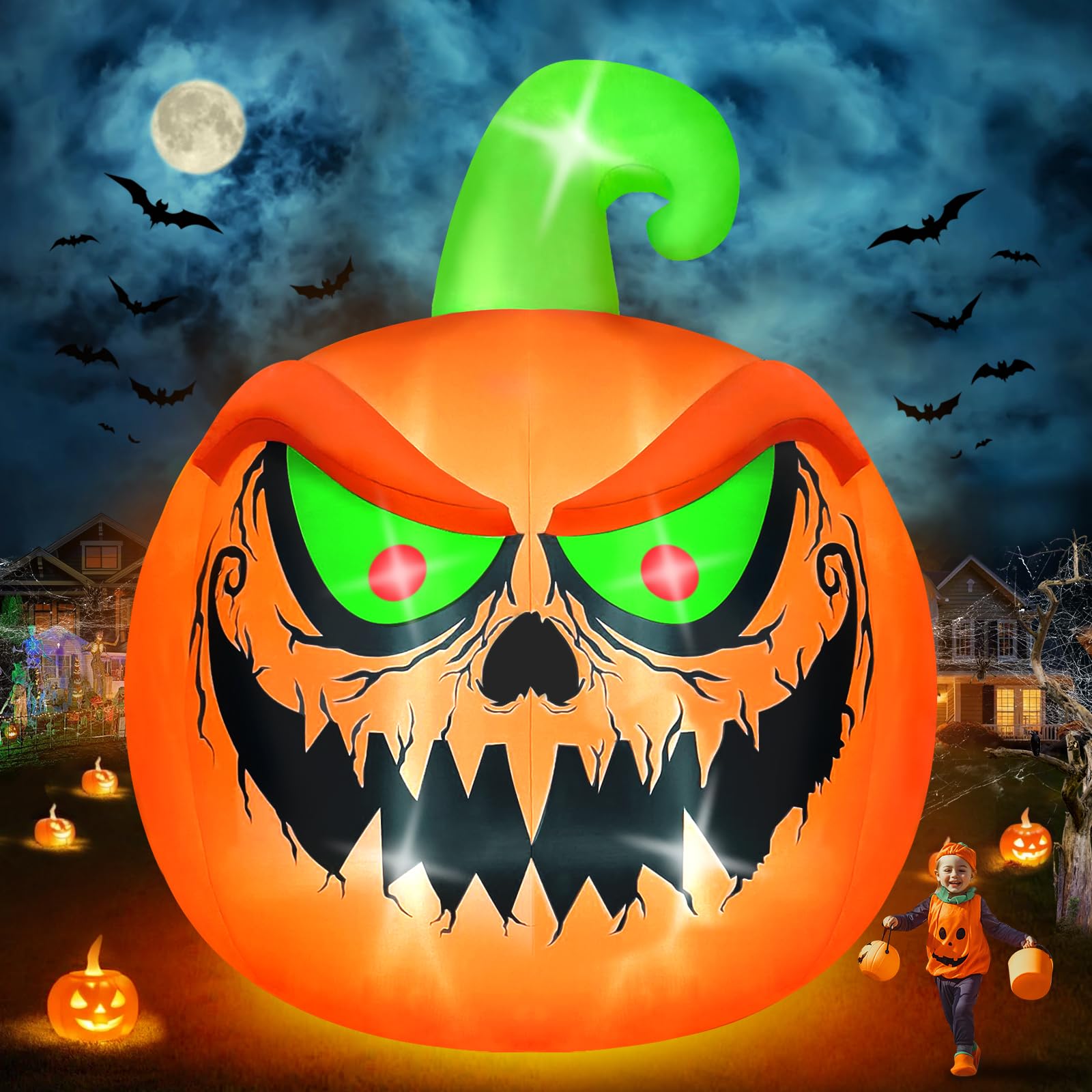 Kalolary 15 FT Giant Halloween Inflatable Pumpkin with Built-in LEDs - Outdoor Indoor Decor for Yard, Garden, Lawn & Party | Spooky Halloween Decoration for Home, Haunted House & Halloween Festivals