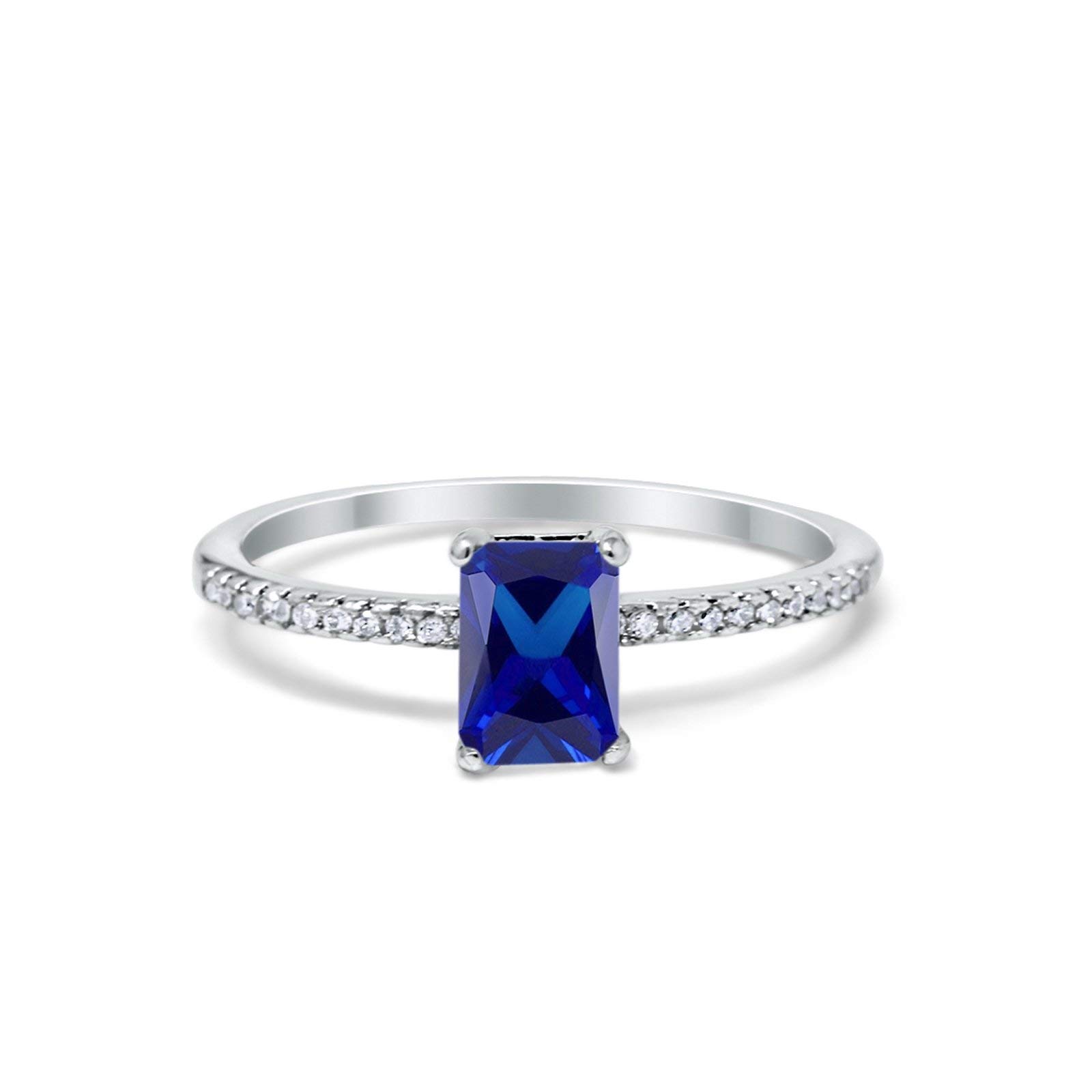 Blue Apple Co. Art Deco Radiant Cut Wedding Engagement Ring - 925 Sterling Silver Round Cubic Zirconia for Women - Perfect for Proposals, Anniversaries & Special Occasions