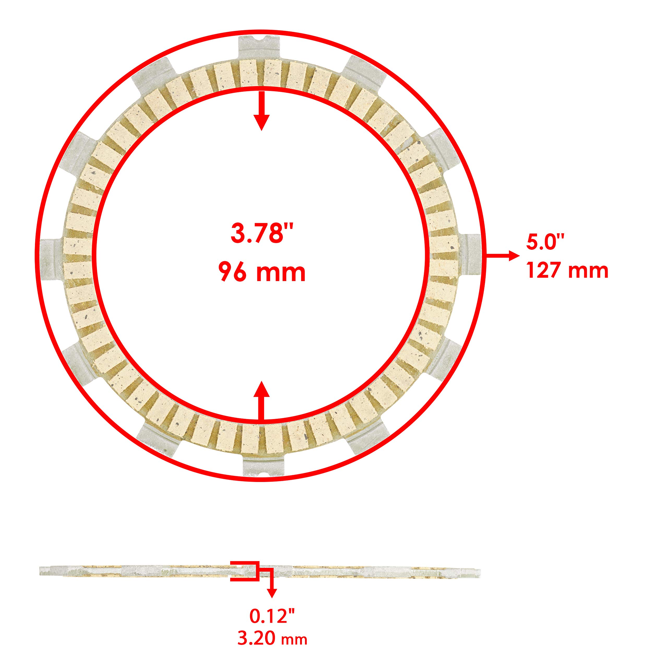 Caltric Clutch Friction Plates for Suzuki LT230S Quadsport 230 (1985-1988) - Replacement Part NO104361 - Durable ATV Clutch Repair Kit for Off-Road & Trail Riding