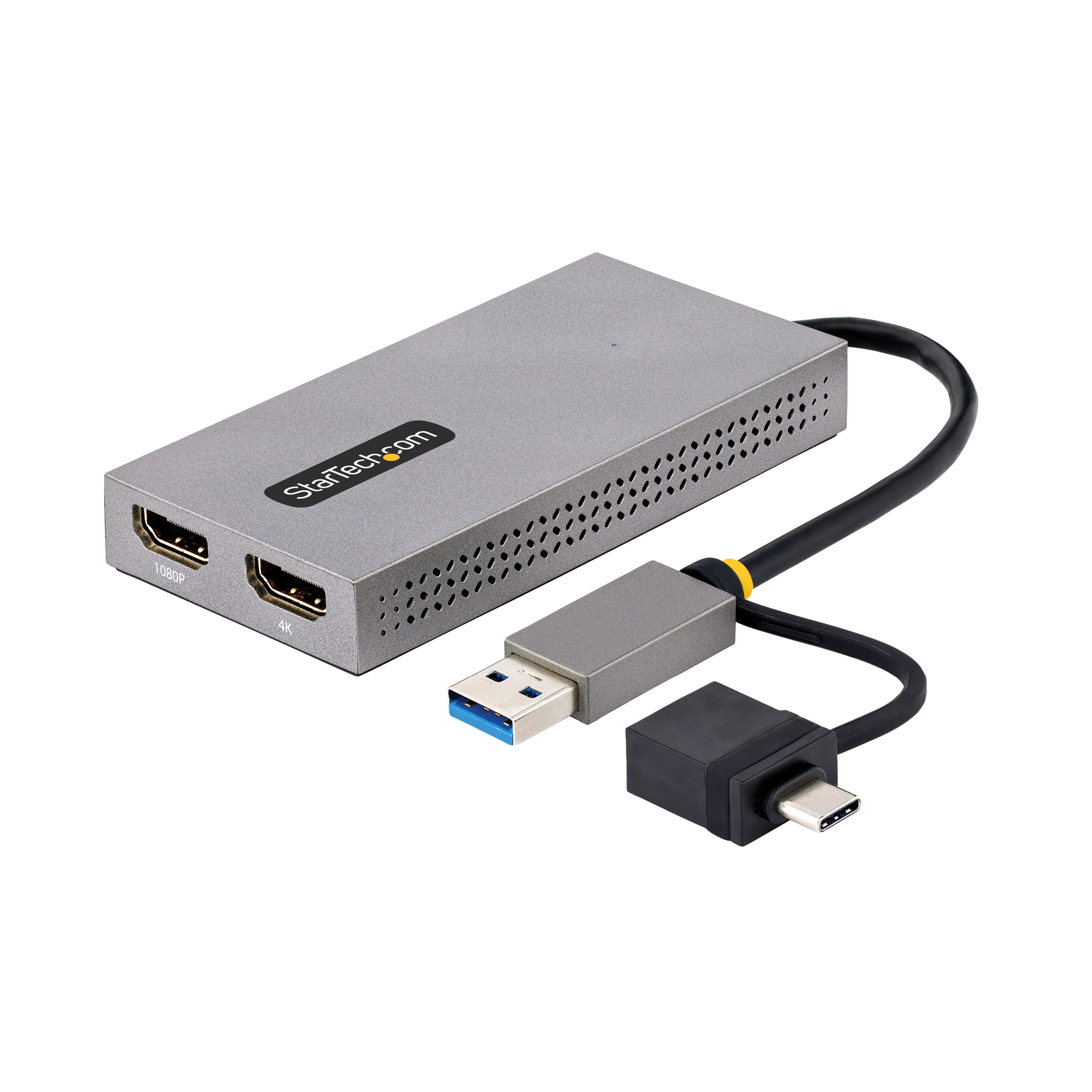 StarTech.com USB 3.0 to Dual HDMI Adapter - 4K30Hz & 1080p Dual Monitor Display Converter for Windows & Mac (USB A/C to 2x HDMI) - Perfect for Home Office, Gaming & Multi-Tasking Workstations