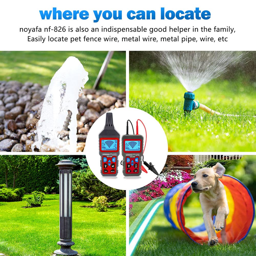 NOYAFA NF-826 Professional Underground Cable Locator & Pipe Detector - Wire Tracker Tool for Metal Pipes, Electrical Wires, Water/Gas Lines - Perfect for Home Renovation, Construction & Utility Maintenance