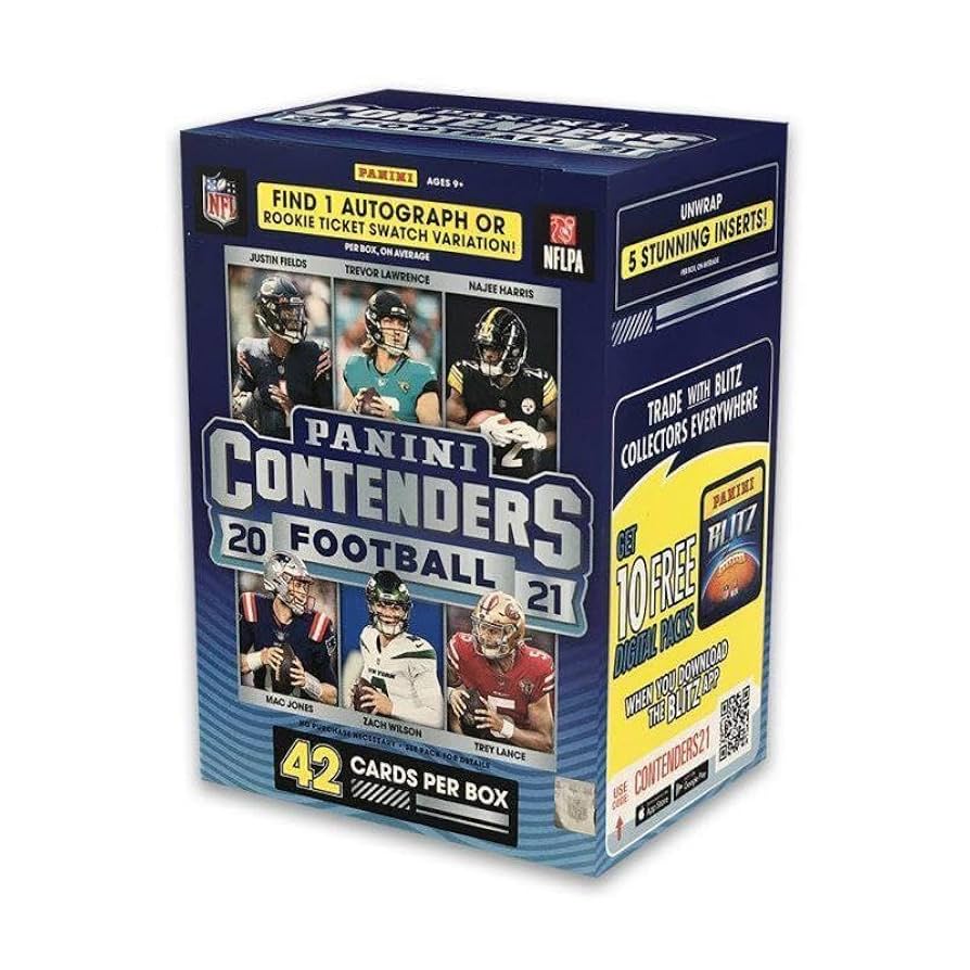 2021 Panini Contenders Football Blaster Box - NFL Trading Cards Collection for Sports Fans & Collectors - Perfect for Gifts, Investments, and Game Day Excitement