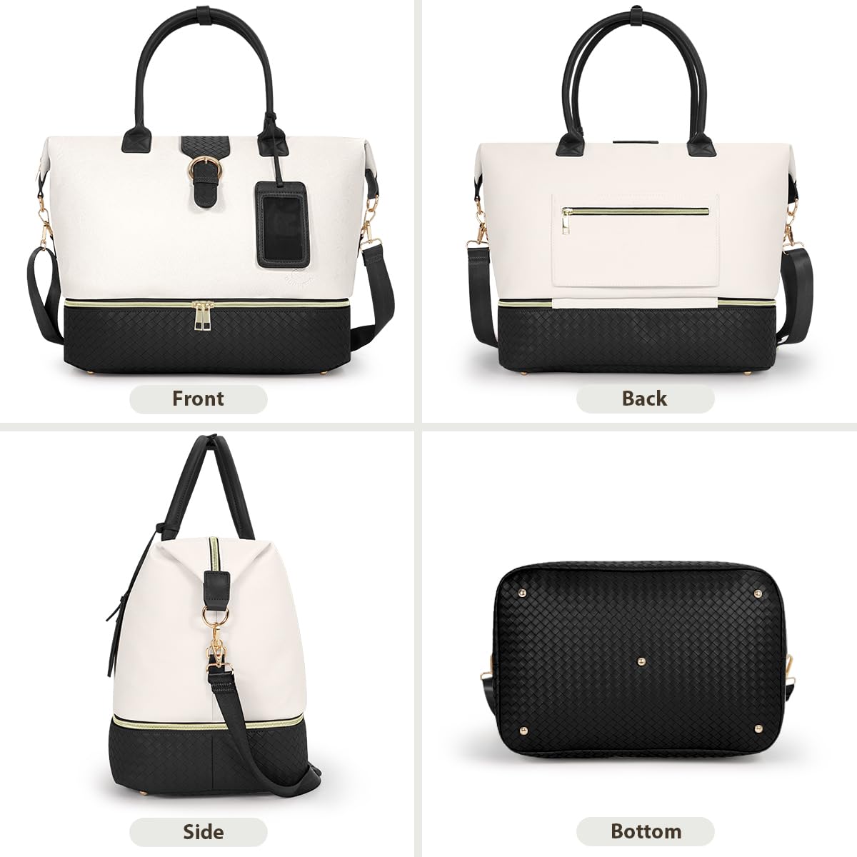 Women's Leather Weekender Bag - Travel Duffel with Shoe Compartment for Weekend Getaways