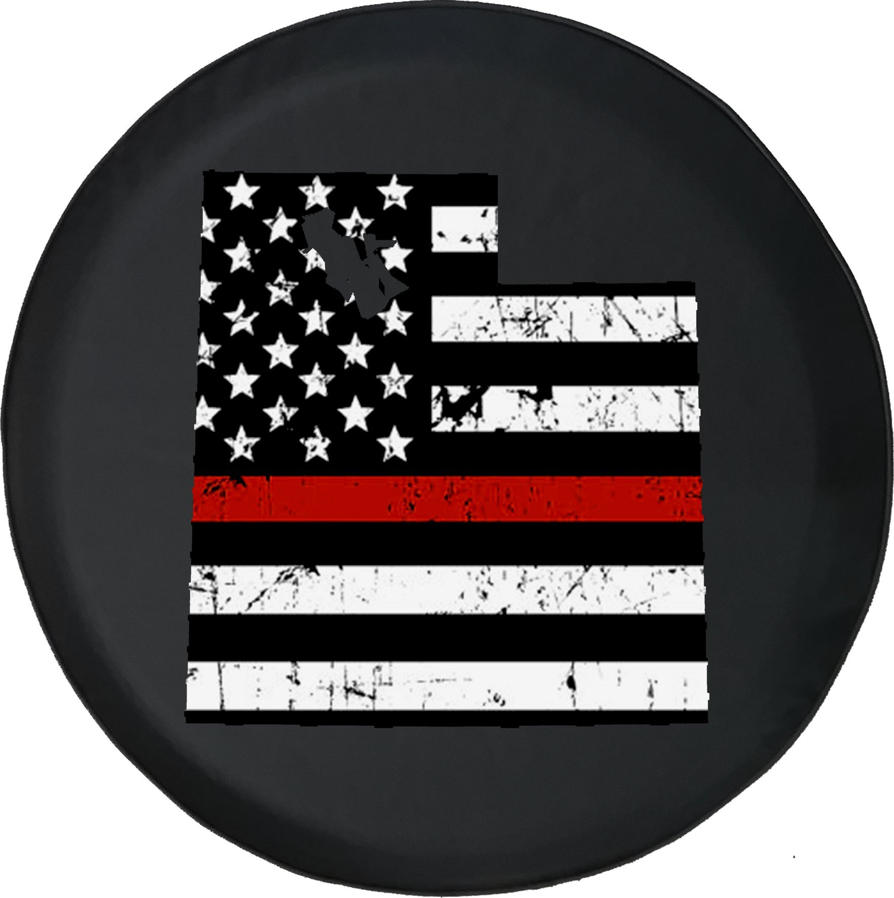 Thin Red Line Distressed American Flag Car Tire Cover - 29 Inch for Trucks & SUVs | Durable UV Protection for Outdoor & Off-Road Adventures