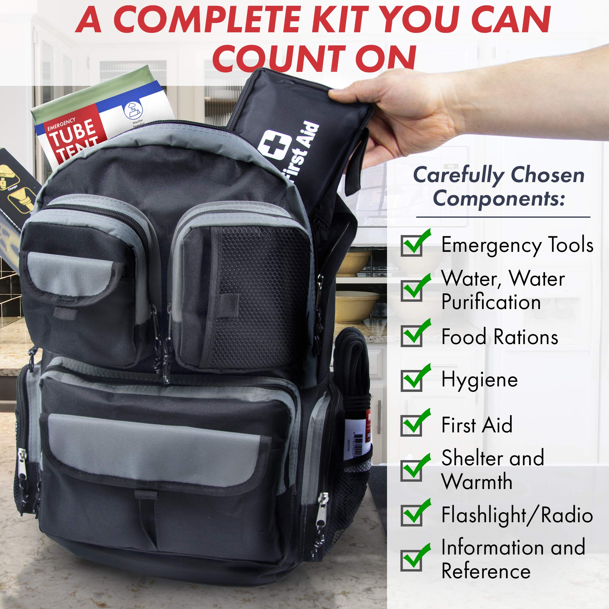 Urban Survival Bug-Out Bag for 6 People | Emergency Preparedness Kit for Wildfires, Hurricanes & Civil Unrest | Disaster Supplies for Home, Car & Outdoor Survival