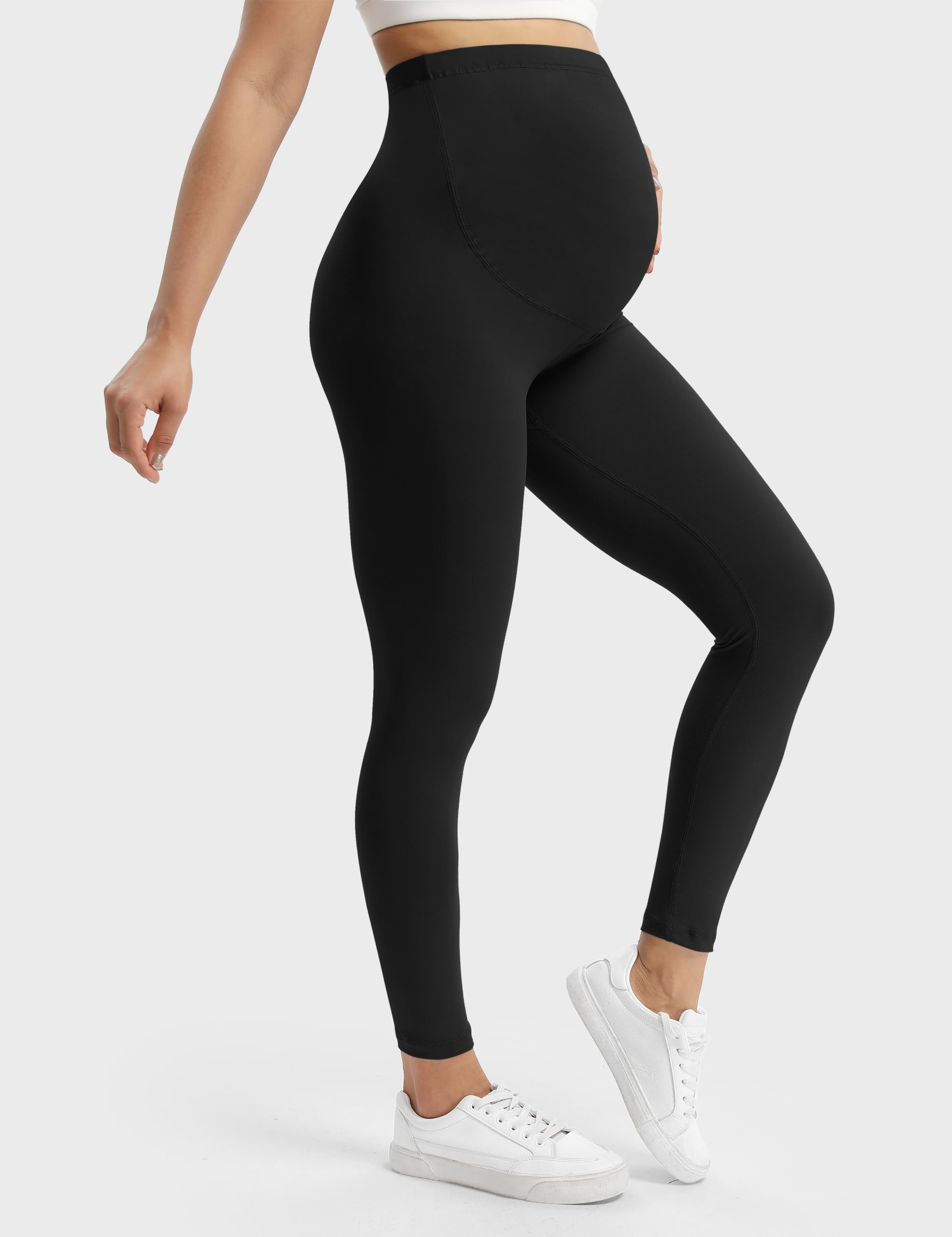 Buttergene Women's Maternity Leggings - Over The Belly Pregnancy Yoga Pants for Workout & Active Wear - Comfortable Stretchy Workout Leggings for Moms (Perfect for Yoga, Gym, Running & Daily Wear)