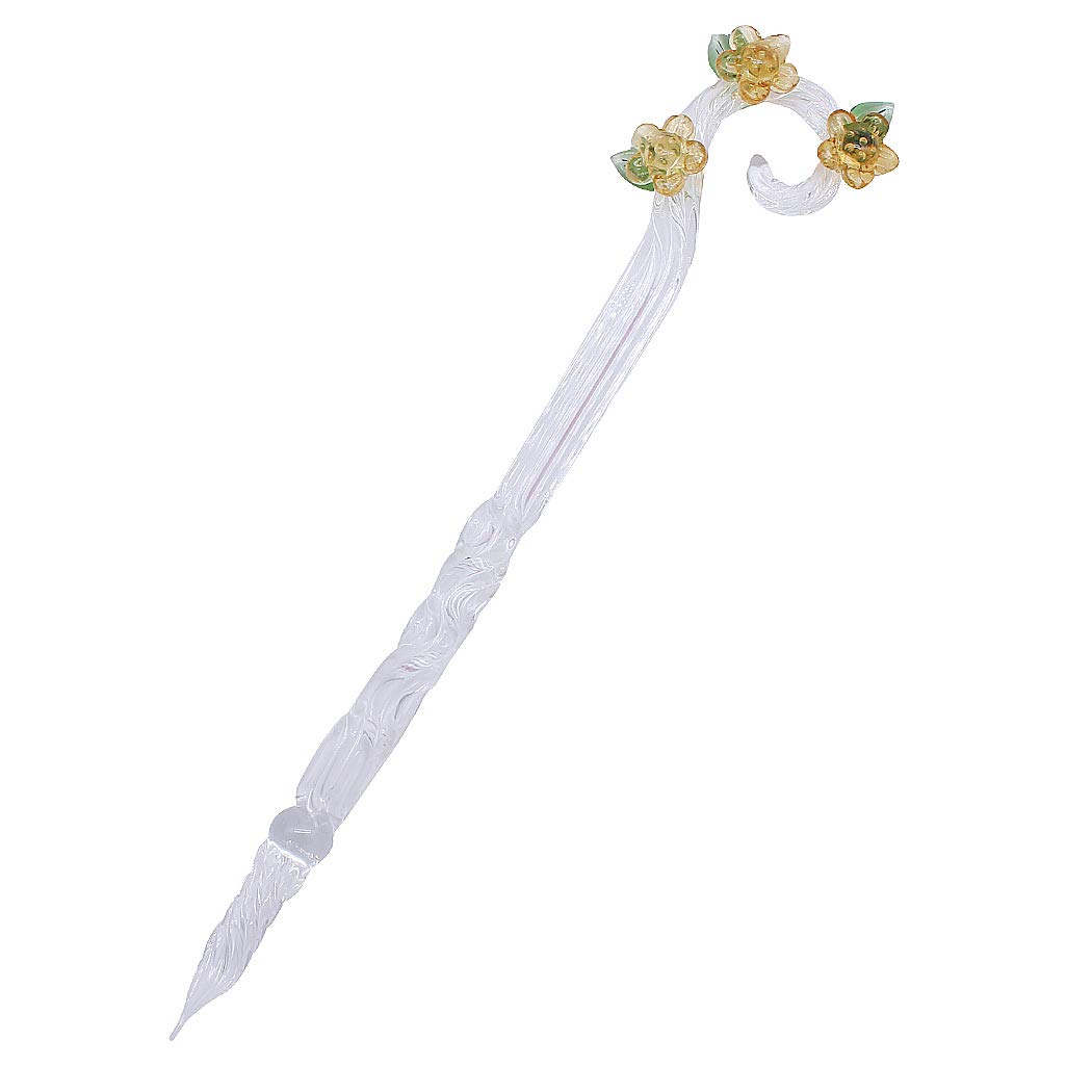 Handmade Glass Dip Pen with Magic Sakura Design - Crystal Calligraphy Pen for Ink Writing, Gold Plated Nib - Perfect Gift for Artists, Writers & Pen Enthusiasts - Ideal for Lettering, Journaling & Creative Writing