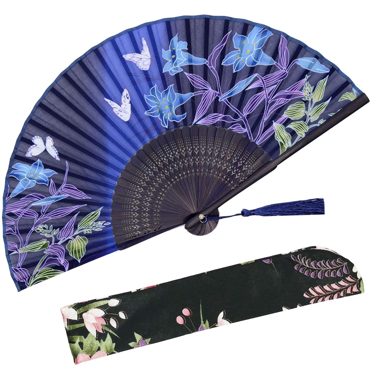 Zolee Small Folding Hand Fan for Women - Vintage Chinese Japanese Bamboo Silk Fan - Perfect for Dance, Performance, Wedding, Party, Home Decor & Gift Giving - Compact Portable Cooling Fan for Summer Outdoors, Travel & Special Events (WZS-10)