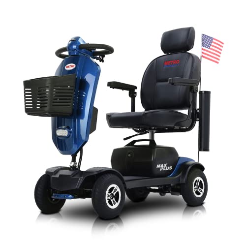 2025 Metro Mobility 4-Wheel Outdoor Electric Scooter for Seniors - 16 Miles Range with 12V20AH Lead Acid Batteries (Blue) - Ideal for Shopping, Parks & Outdoor Adventures