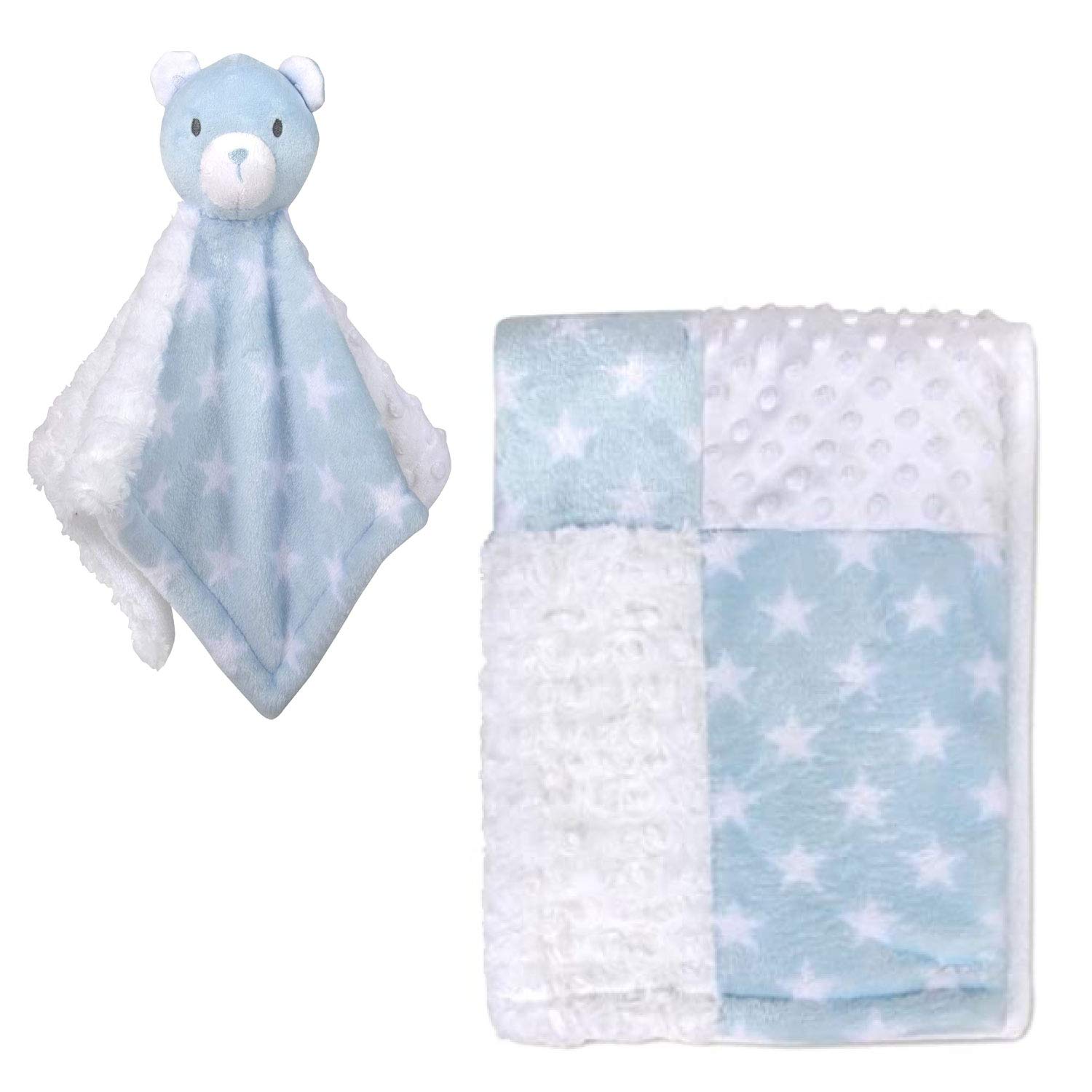Blue Bear Baby Blanket & Stuffed Animal Set - Soft Lovey for Boys & Girls - Nursery & Travel Comfort