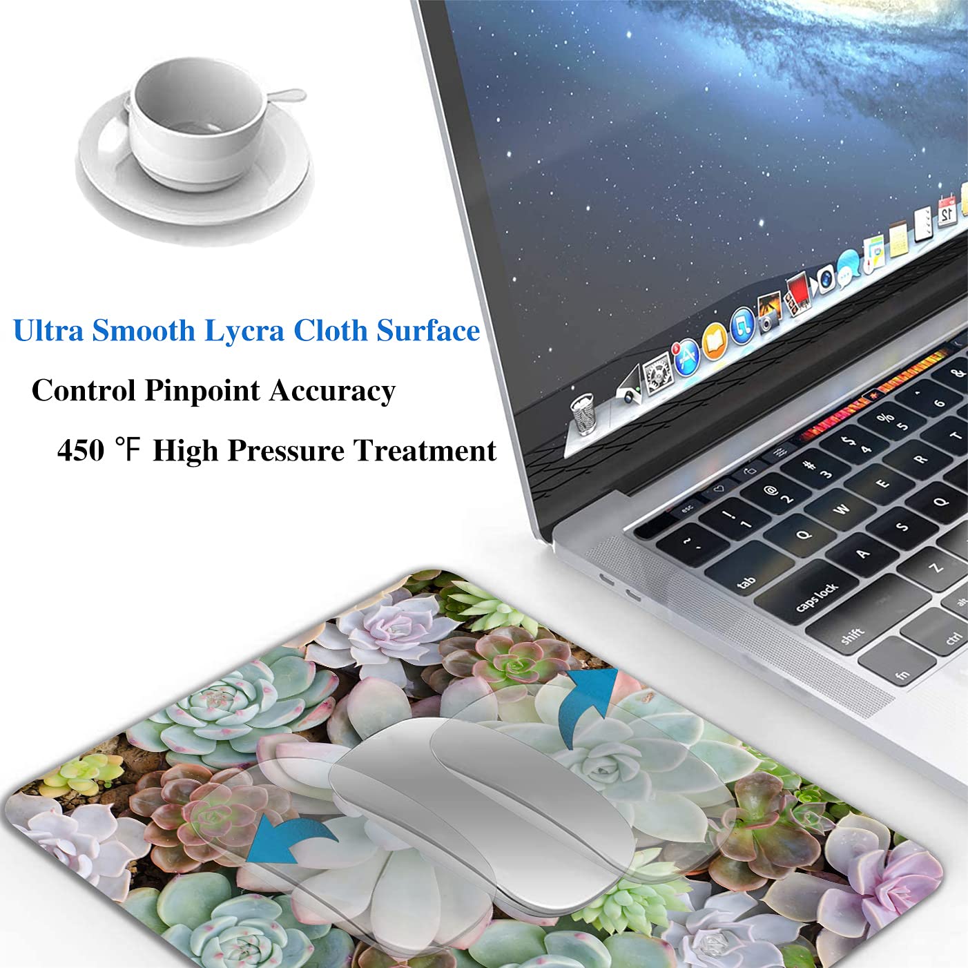 Stylish Succulent Mouse Pad with Anti-Slip Rubber Base - Natural Plant Design Wireless Mouse Pad for Laptop & PC - Perfect for Office, Gaming & Home Workspace