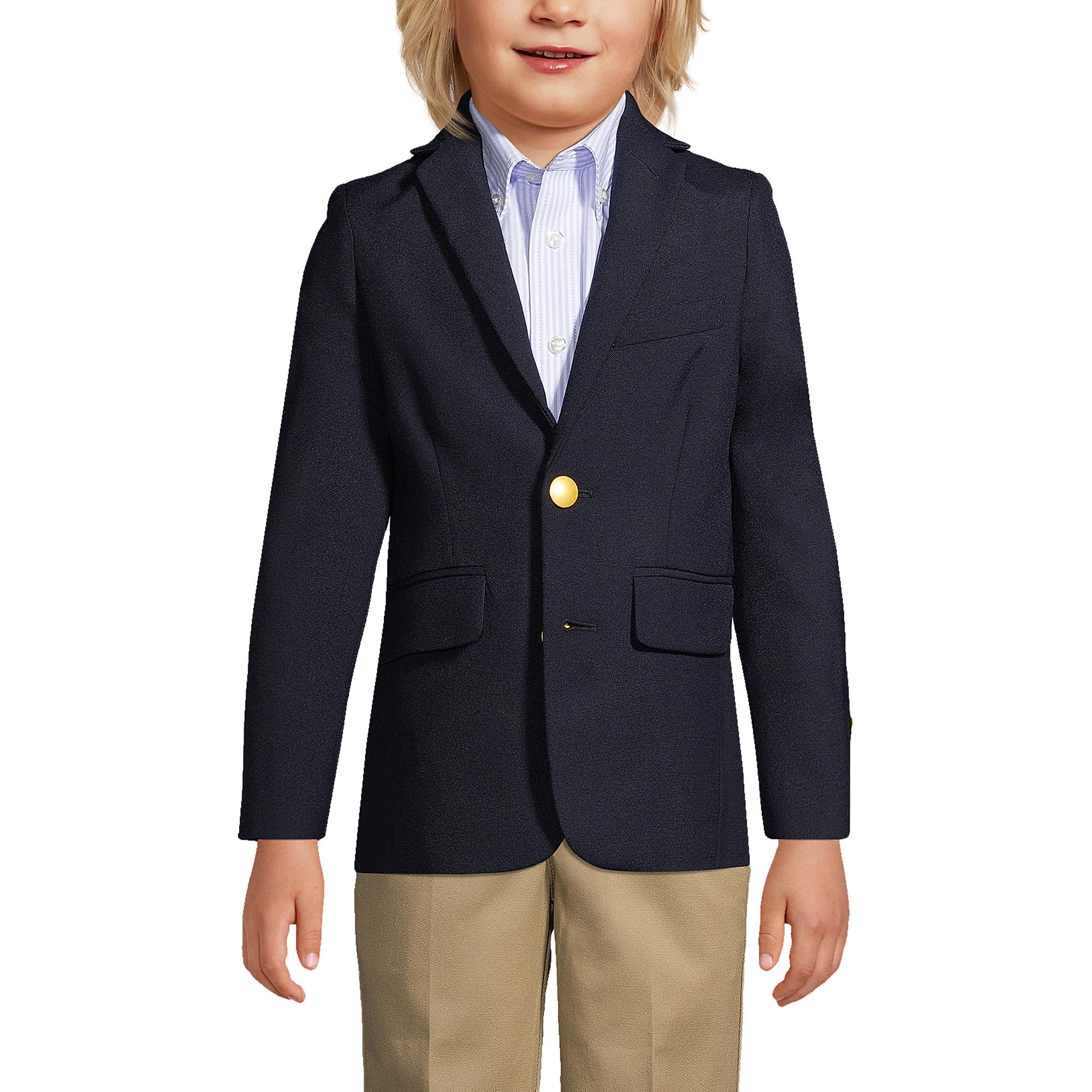 Lands' End Boys' Tailored Fit Hopsack Blazer - School Uniform Jacket for Formal Occasions & Academic Events