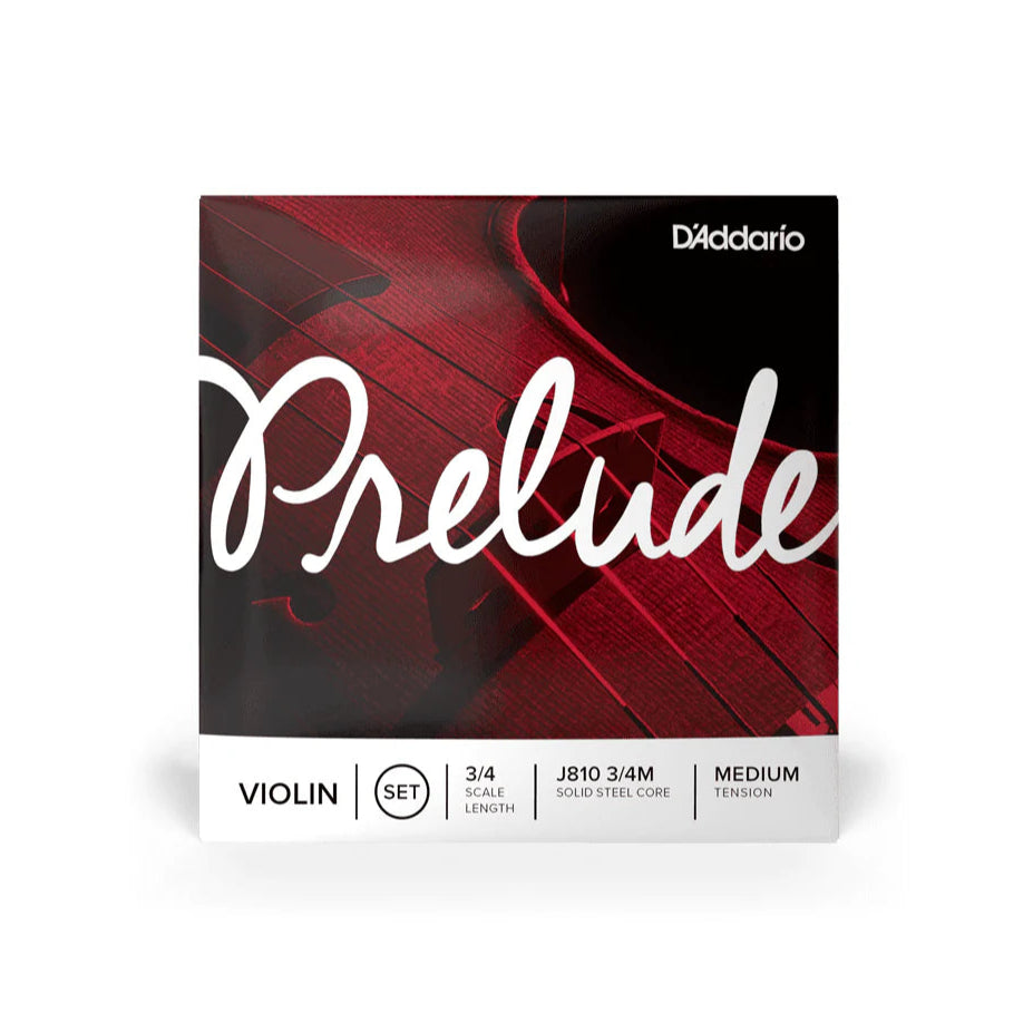 D'Addario Prelude Violin Strings Set - 3/4 Size Medium Tension for Student & Intermediate Players - Perfect for Practice, Performances & Orchestra Use