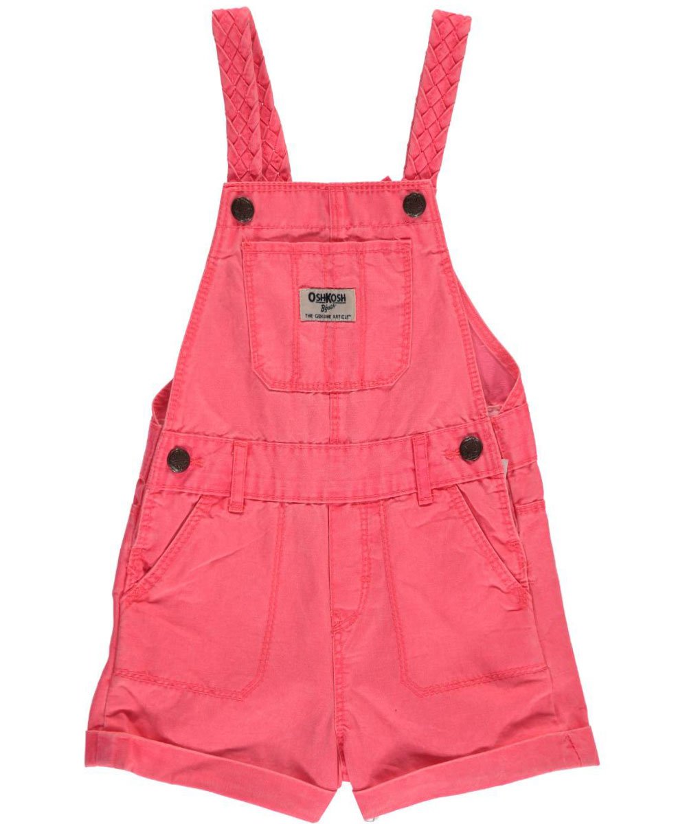 Carters Baby Girls Neon Twill Braided Strap Shortalls - Coral (18 Months) | Comfortable Denim Overalls for Toddler Girls | Perfect for Playdates, Summer Outfits & Photo Shoots