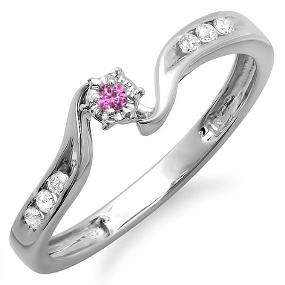 Dazzlingrock 10K White Gold Pink Sapphire and Diamond Women's Promise Engagement Ring – Perfect for Bridal, Wedding, and Anniversary Gifts
