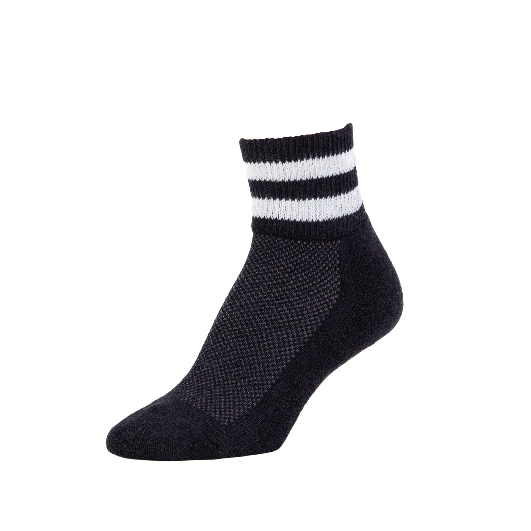 Retro Striped Cushioned Organic Cotton Ankle Socks for Women & Men - Soft Breathable Comfort Socks - Perfect for Running, Yoga, and Everyday Wear - Black