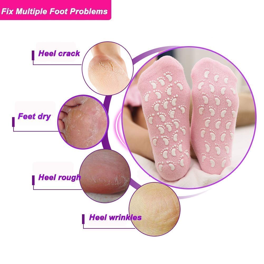 HAPANI HOME Moisturizing Gel Socks for Cracked Heels - Vitamin E & Natural Oil Foot Repair Socks for Women & Men - Soften Dry Skin, Heel Protector for Spa Treatment, Night Care & Cracked Feet Relief