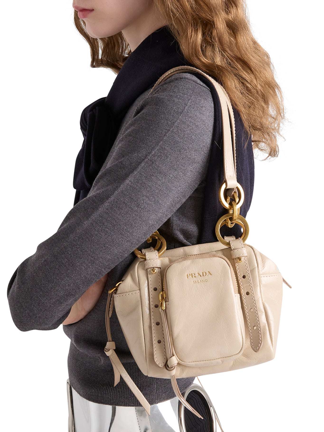 PRADA Mini Leather Dangle Top Handle Bag - Stylish & Elegant Women's Handbag for Work, Party & Everyday Use
