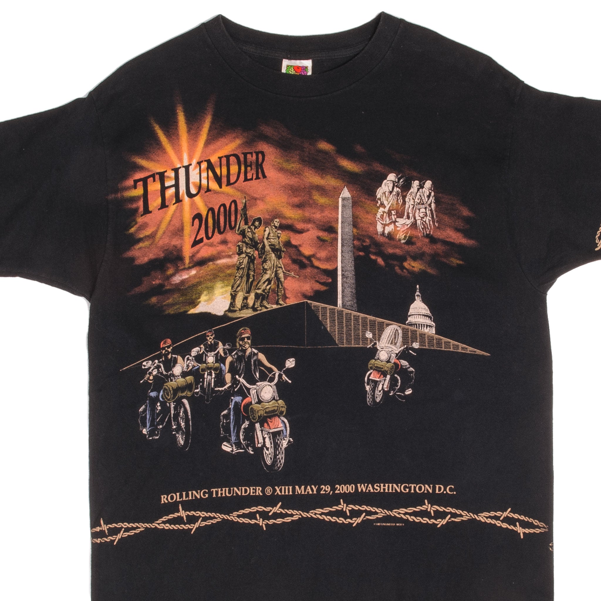 Vintage POW MIA Rolling Thunder All Over Print T-Shirt - Large Size 2000 - Military Apparel, Biker Gear & Patriotic Streetwear for Men & Women