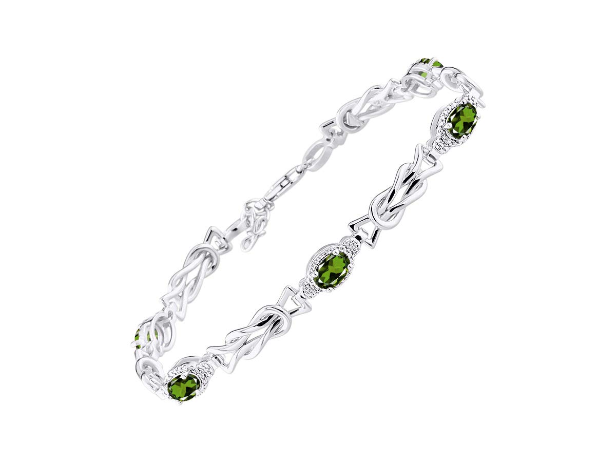 Rylos Sterling Silver Love Knot Tennis Bracelet for Women - Adjustable 7