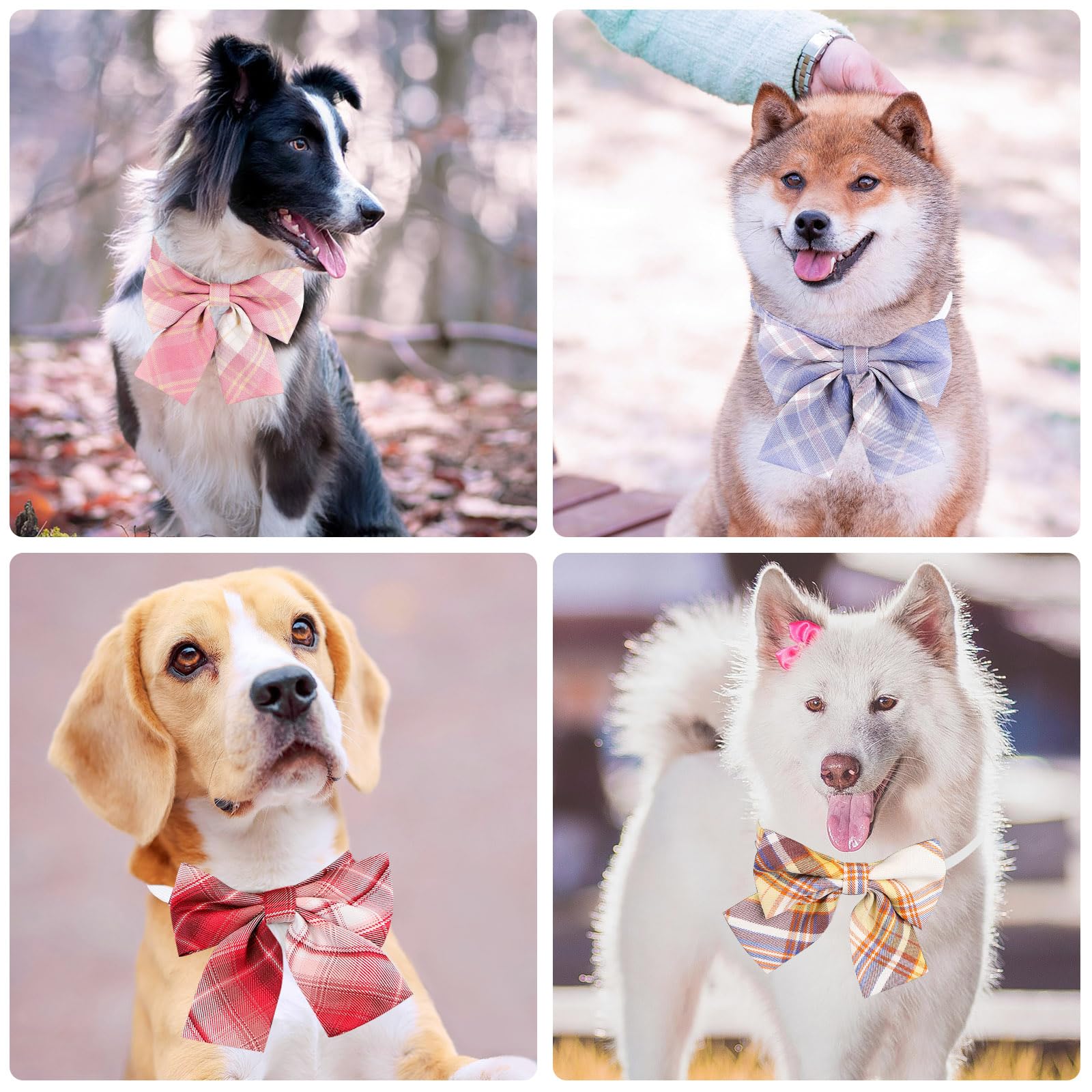 Segarty 30pcs Adjustable Dog Bow Ties - Plaid Pet Neck Bows for Medium & Large Dogs | Comfortable Grooming Accessories for Wedding, Holiday & Party | Perfect Gift for Dog Lovers (Girls & Boys) - Dress Up Your Pet for Special Occasions