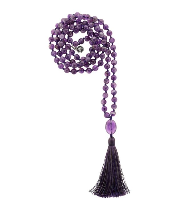 Authentic Amethyst Mala Prayer Beads Necklace for Meditation & Spiritual Healing | Chakra Balancing & Stress Relief | Perfect for Yoga, Mindfulness & Daily Mantra Practice