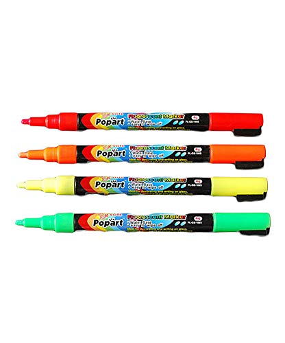 Vibrant Fluorescent Chalk Markers - Fine Tip (4-Pack) - Perfect for Blackboards, Signs, and DIY Crafts