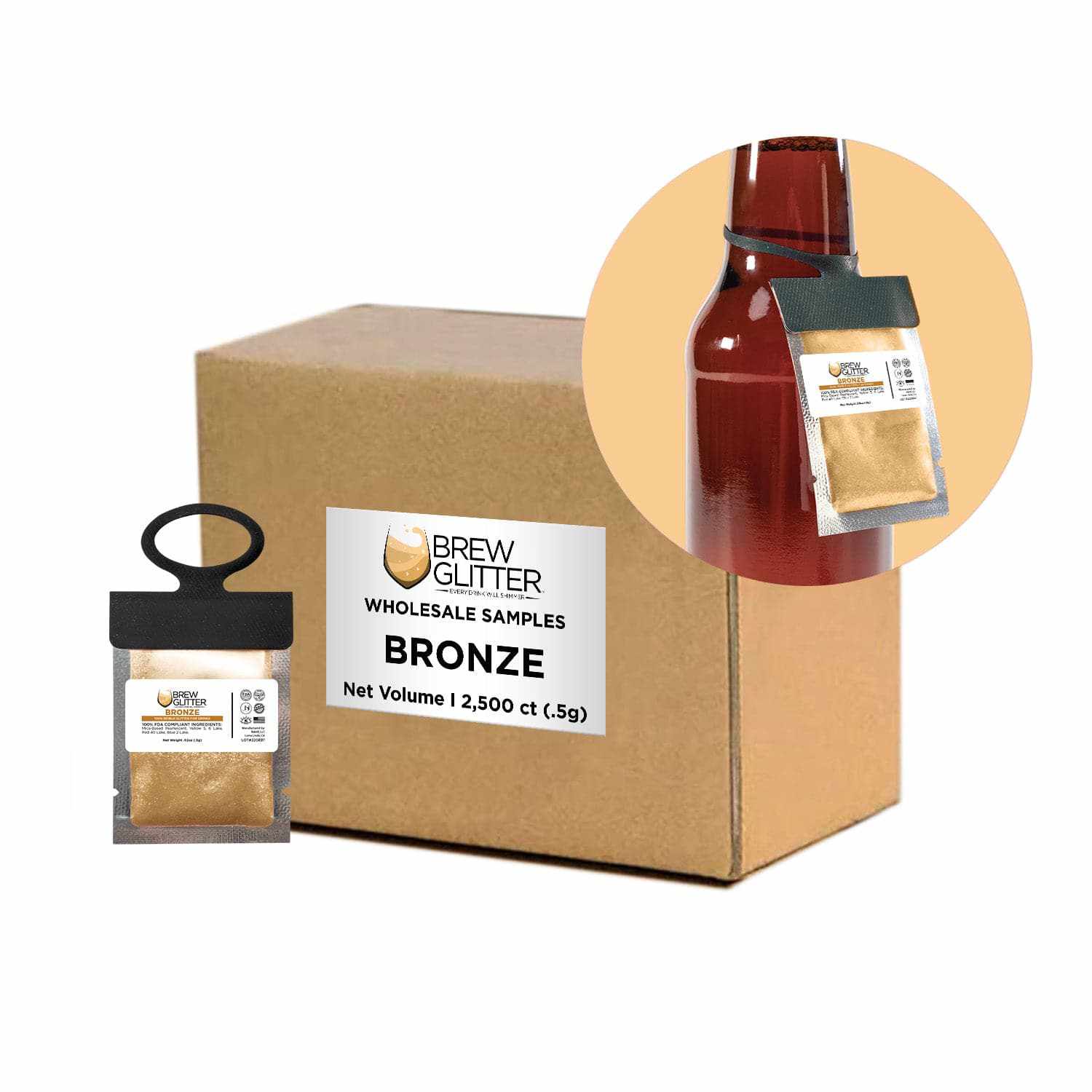 Bronze Brew Glitter® Necker Scarf - Bulk Wholesale for Women & Men | Perfect for Festivals, Parties, and Fashion Accessories