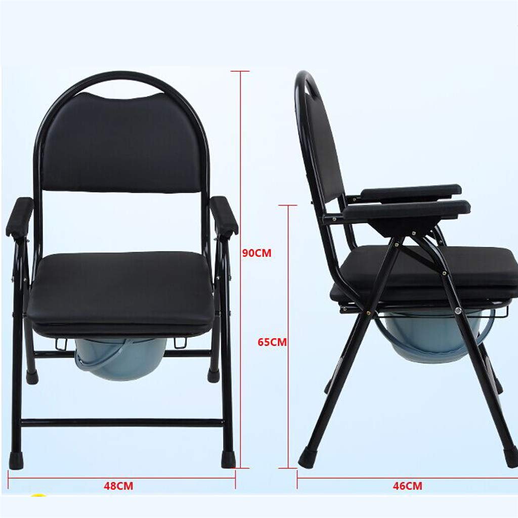 **Lightweight Folding Portable Toilet Chair for Elderly - Bedside Commode with Non-Slip Handles & Removable Bucket - Easy Tool-Free Assembly - Ideal for Home, Hospital & Travel Use**