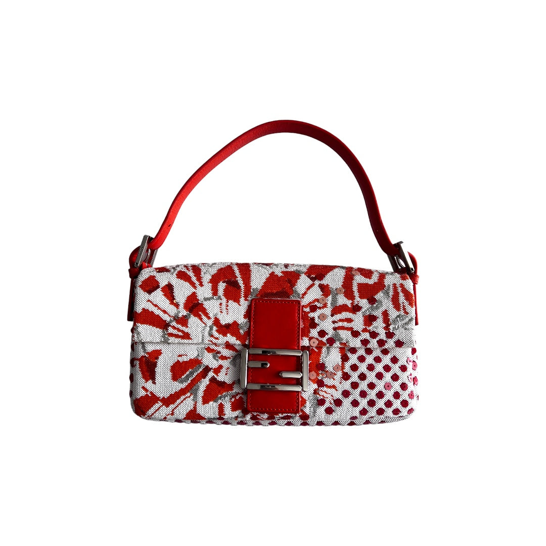 Fendi Selleria Sequin Baguette Bag - Luxury Crossbody Purse for Women | Perfect for Parties, Weddings & Evening Events
