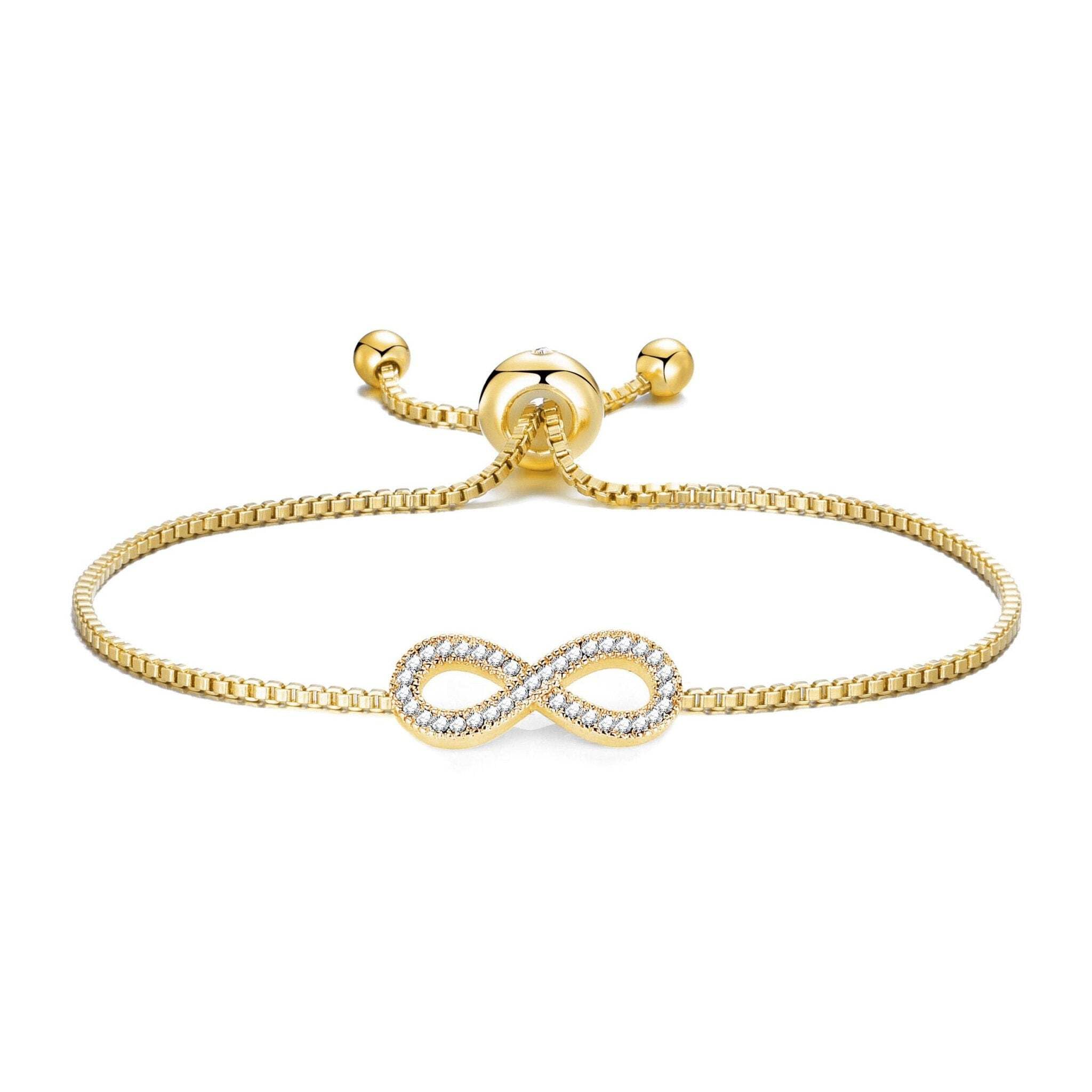 Gold Plated Infinity Friendship Bracelet with Zircondia® Crystals - Perfect Gift for Best Friends