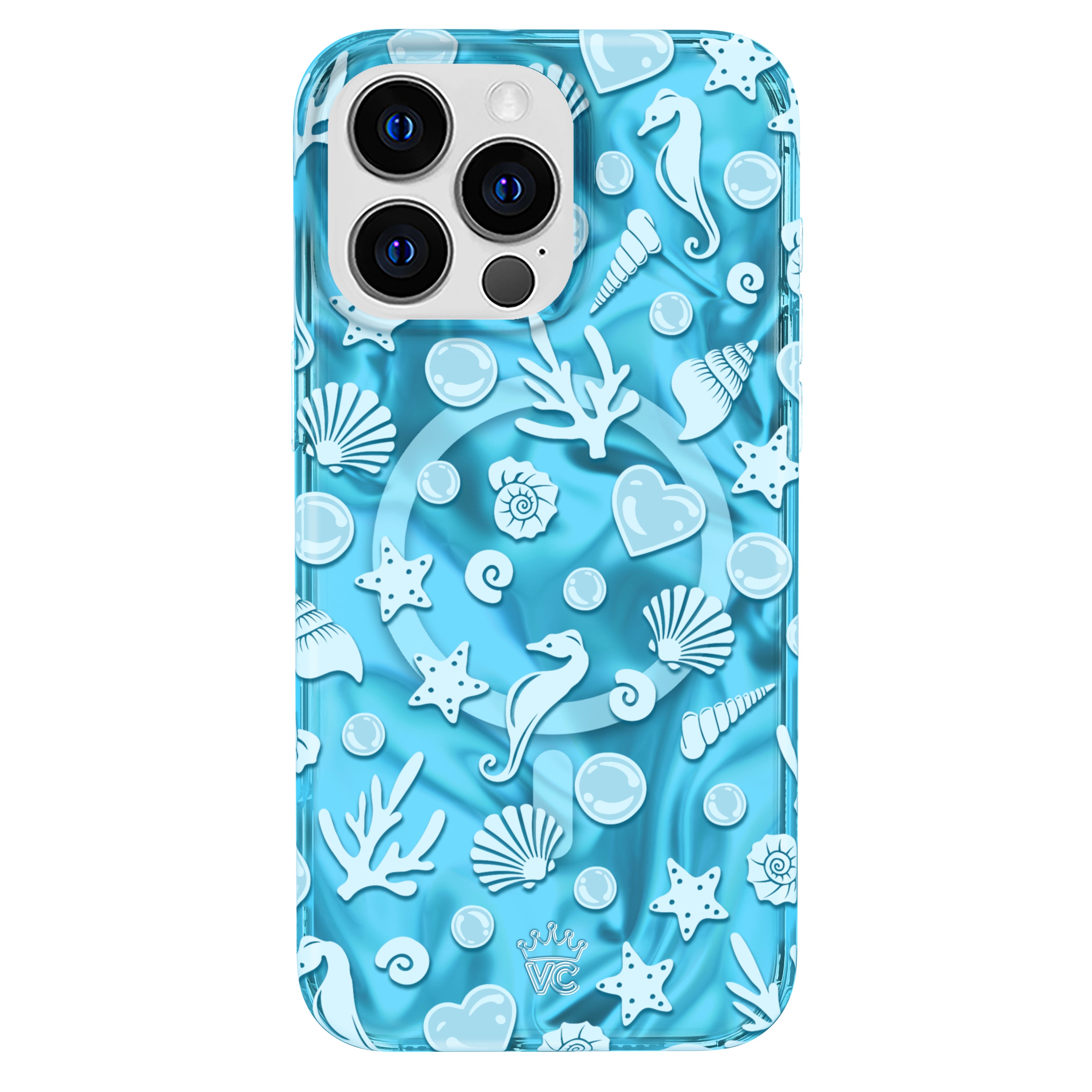 Aquamarine Holographic iPhone Case - Durable & Stylish Phone Cover for iPhone 13/14/15, Waterproof & Shockproof Protection - Perfect for Everyday Use, Travel, and Outdoor Activities