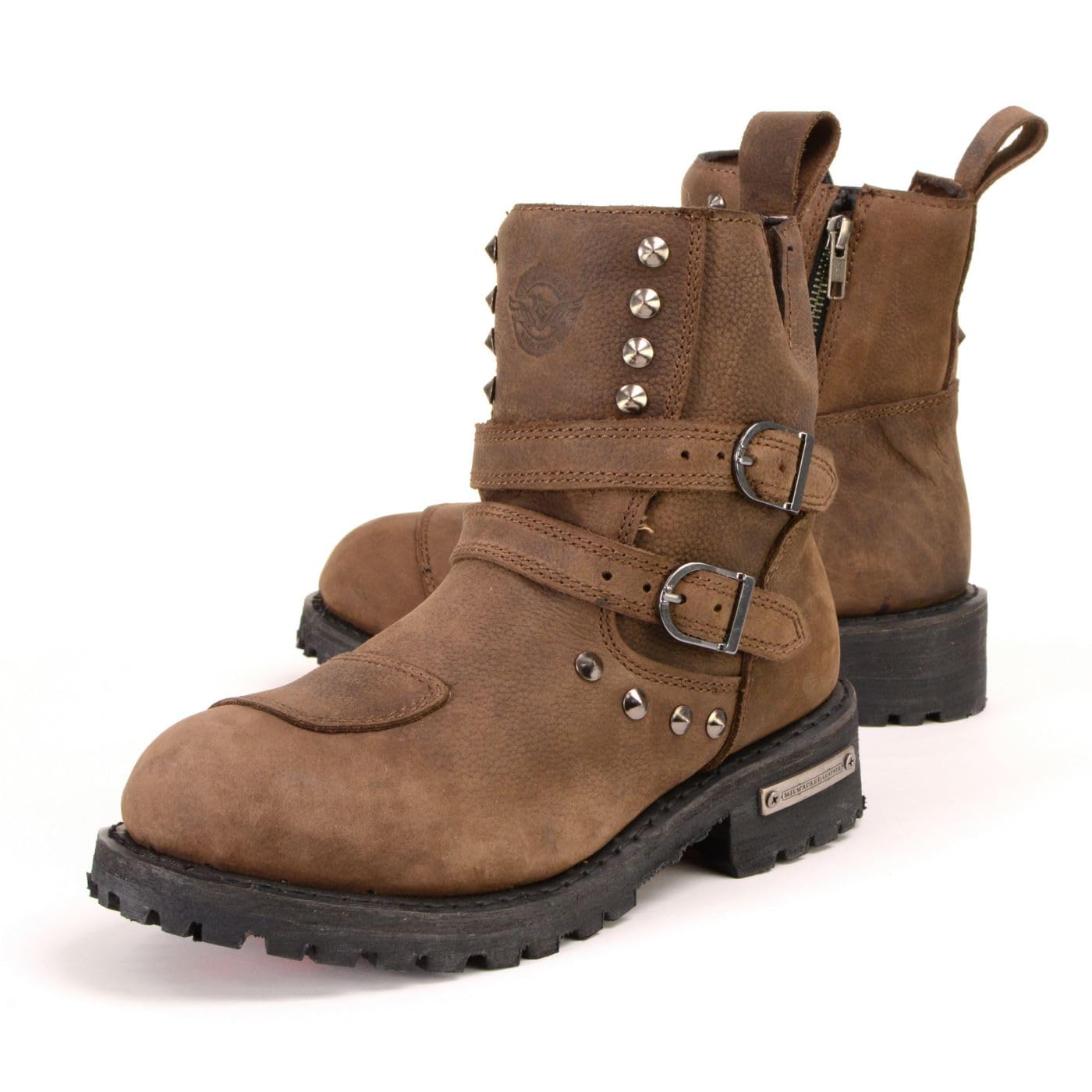 Milwaukee Leather MBL9306 Women's Premium Brown Leather Motorcycle Boots - Double Strap Riding Boots for Women - Size 6 - Perfect for Motorcycle Riding, Biker Events & Outdoor Adventures
