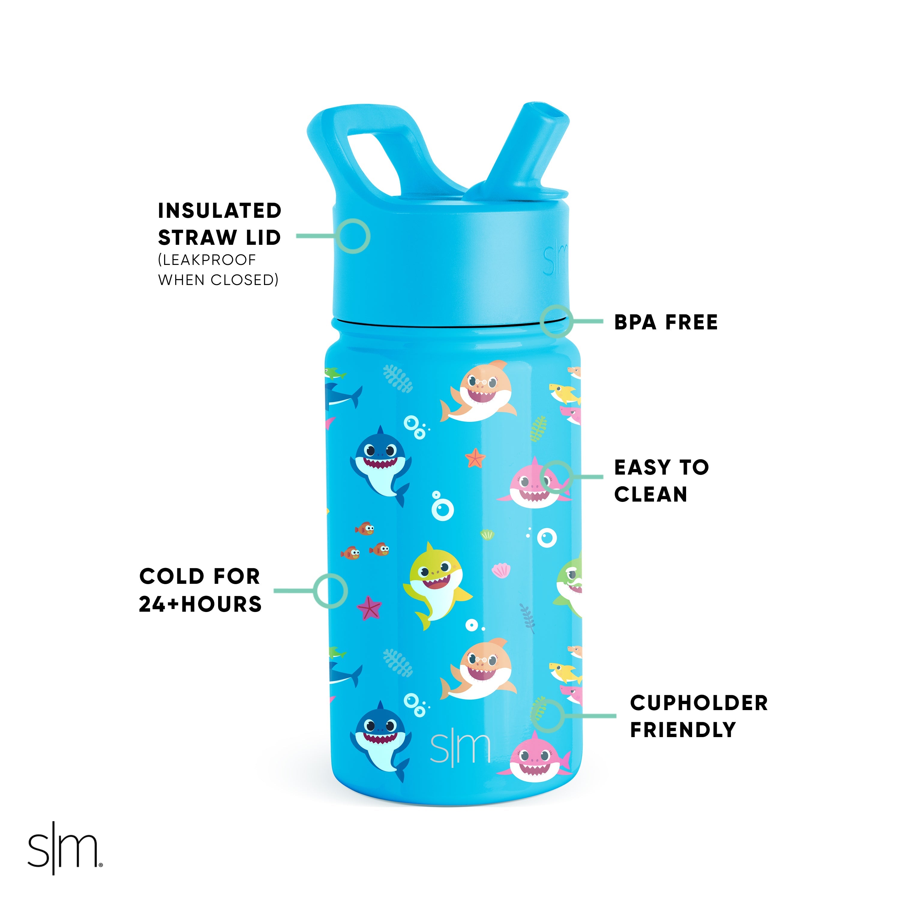 Summit Kids Water Bottle with Straw Lid - BPA Free, Leak Proof, Insulated Stainless Steel Bottle for School, Sports & Outdoor Activities