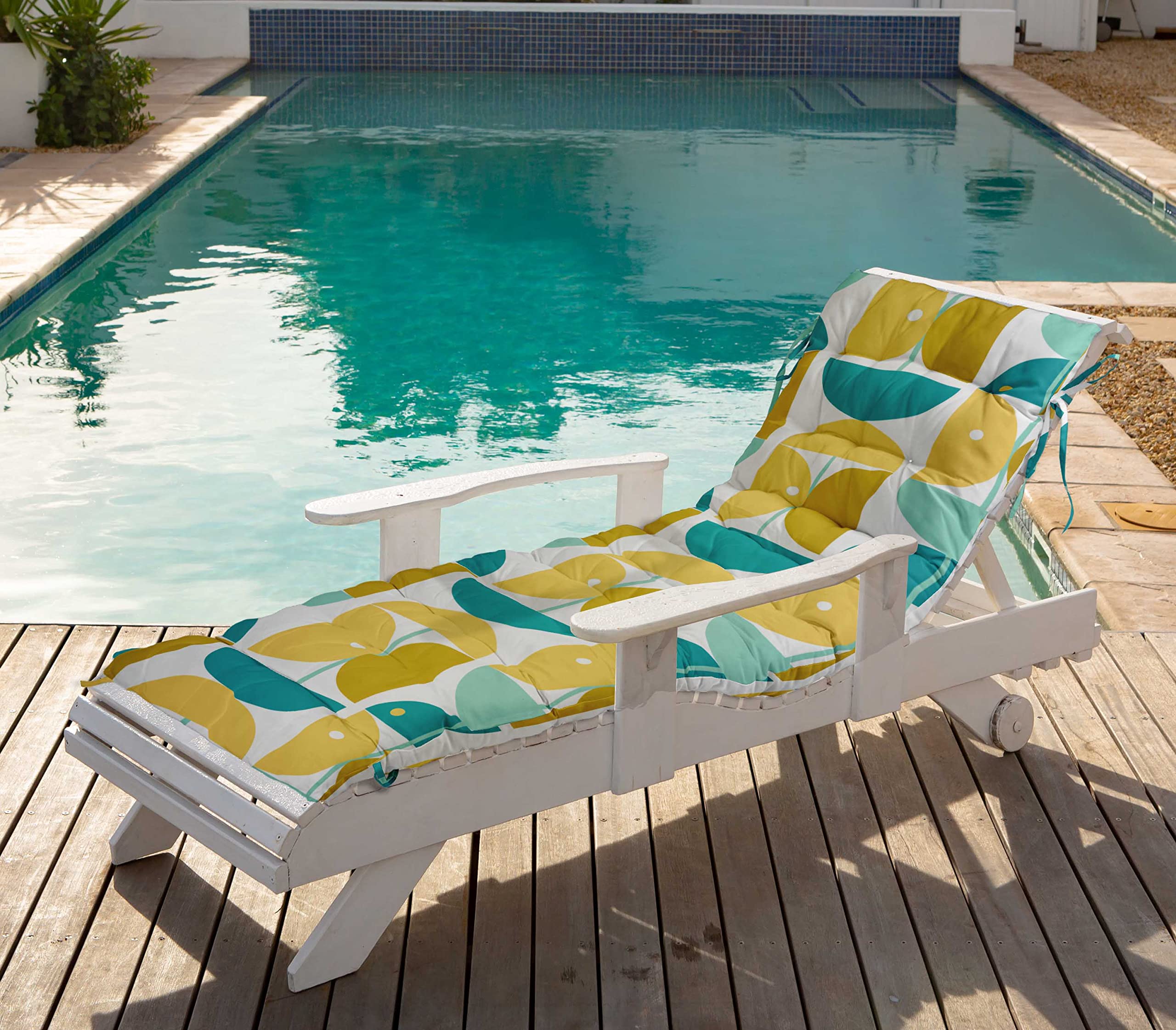 Quilted Thick Padded Seat Cushion for Rocking Chair, Sofa & Recliner - 74 x 23 Inches with Ties - White - Perfect for Outdoor Garden, Terrace & Bench Use