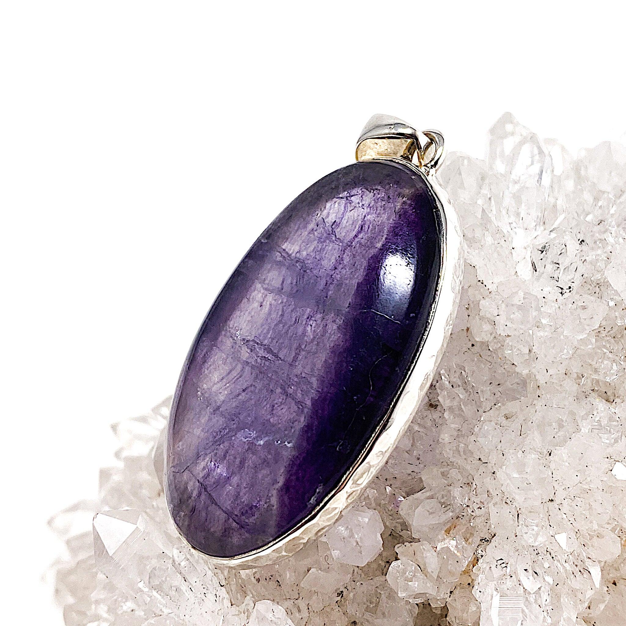 Natural Purple Fluorite Oval Cabochon Pendant - KPGJ1815 for Jewelry Making, Healing Crystal Necklace, Spiritual Gifts & Meditation Accessories