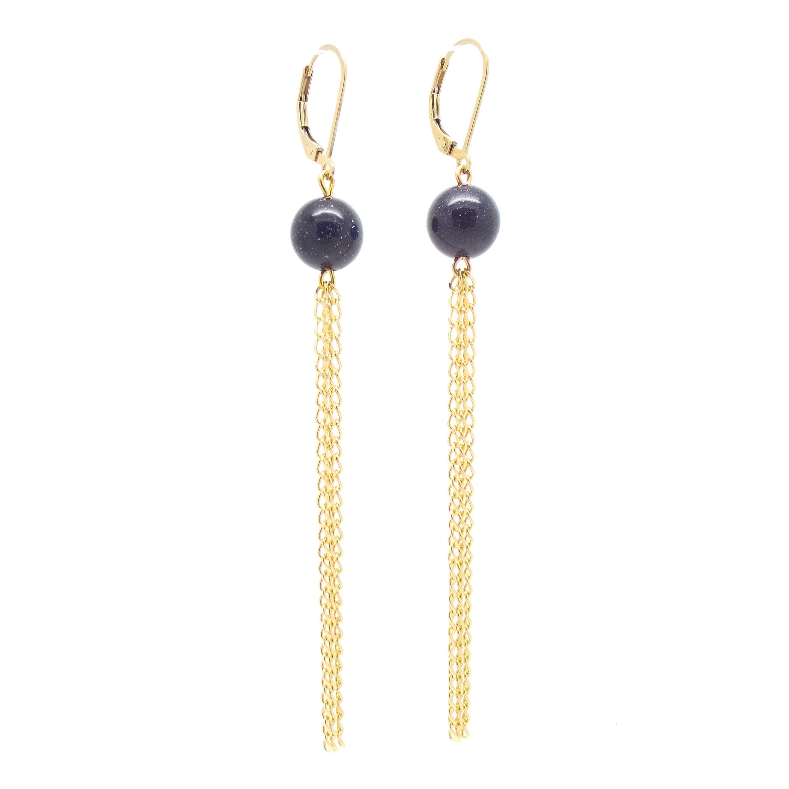 Goldstone Drop Fringe Earrings - Elegant Bohemian Dangle Jewelry for Women | Perfect for Parties, Weddings & Special Occasions
